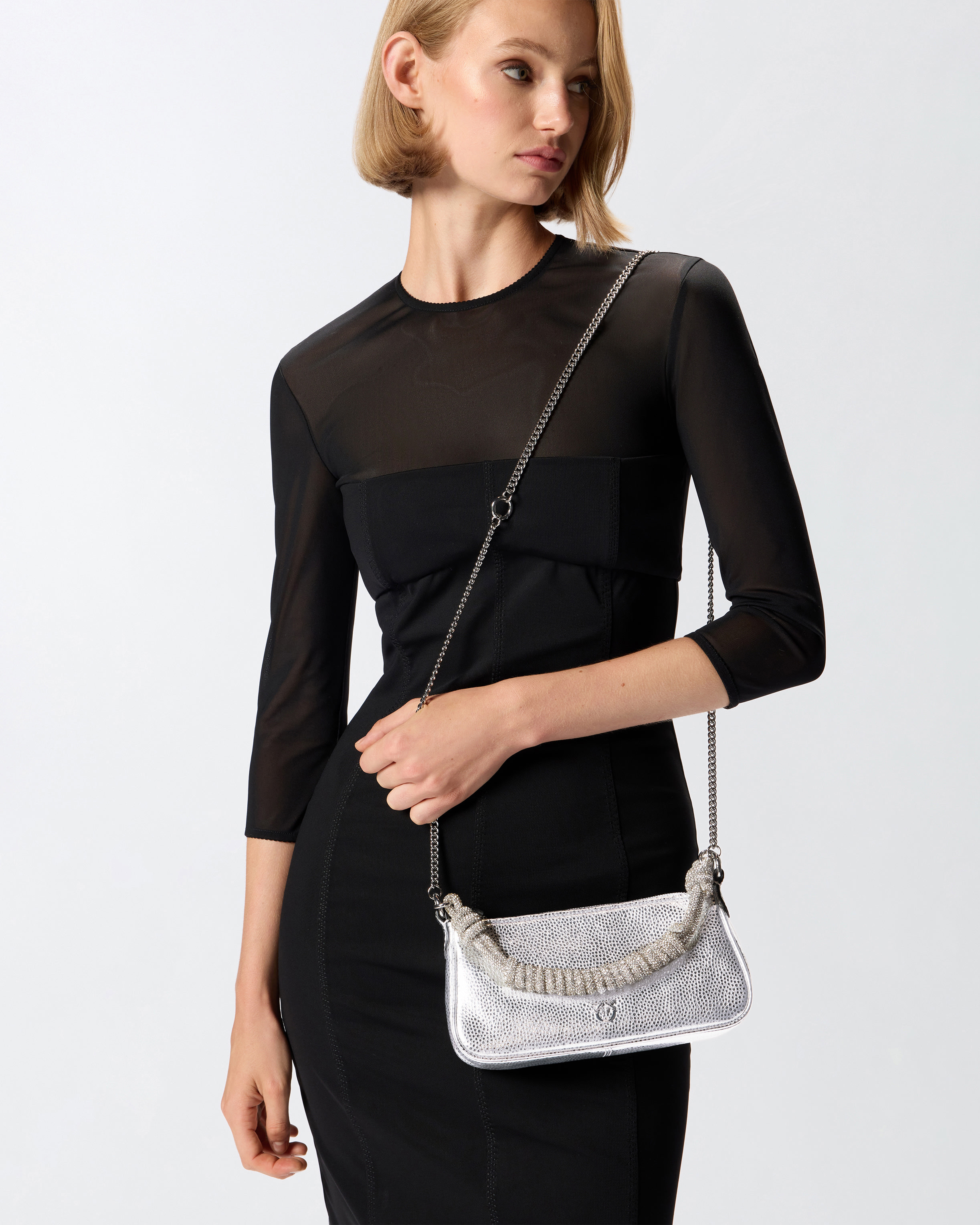 HALF MOON BAGUETTE MINI C LAMINATED TUMBLED LEATHER - 5
