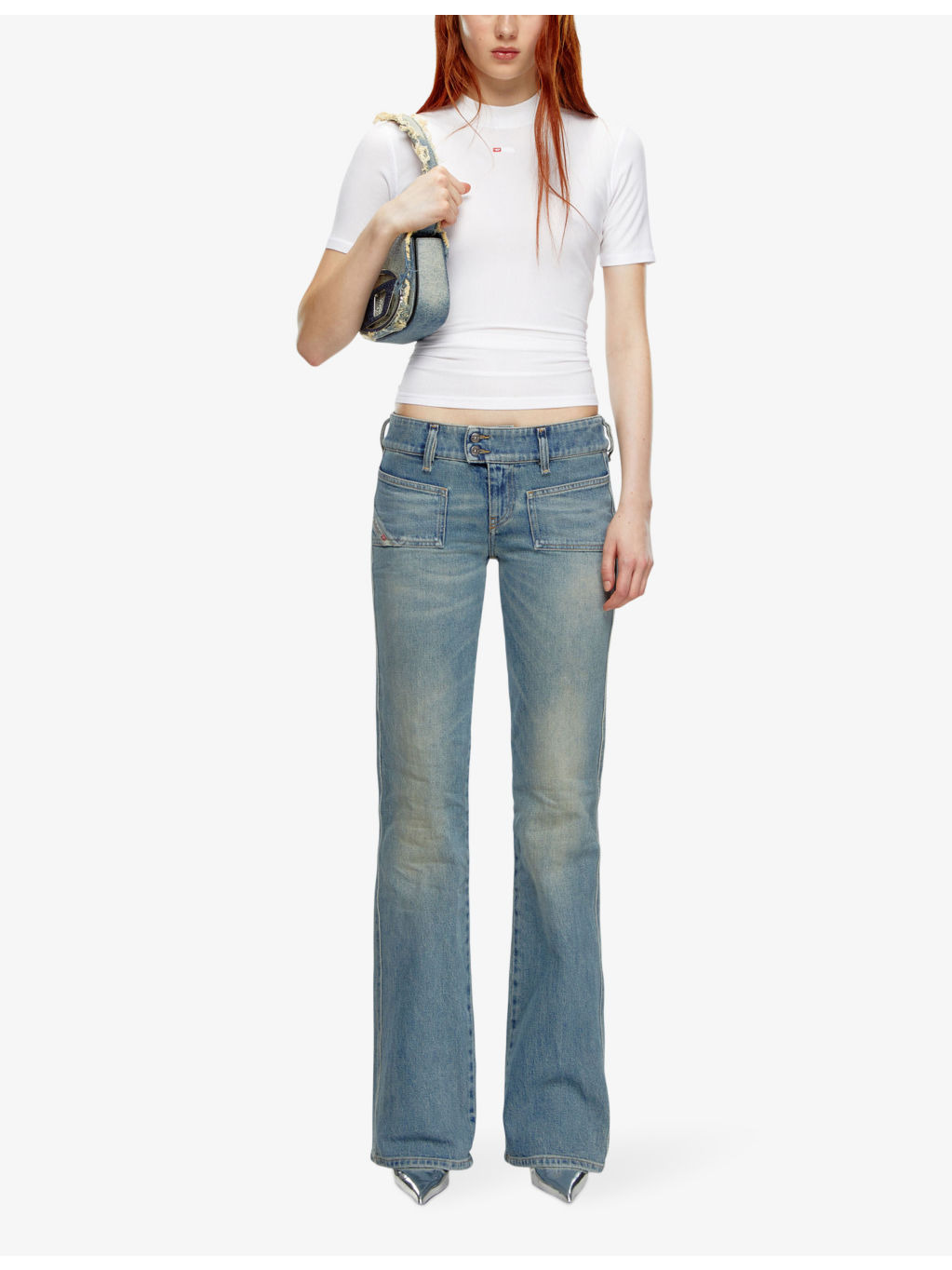 D-Hush flared-leg mid-rise stretch-denim jeans - 2