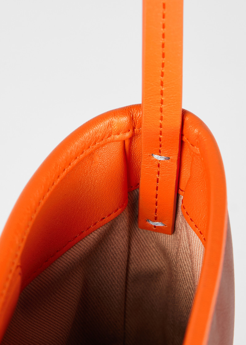 Tan Colour-Block Leather Pouch Bag 5