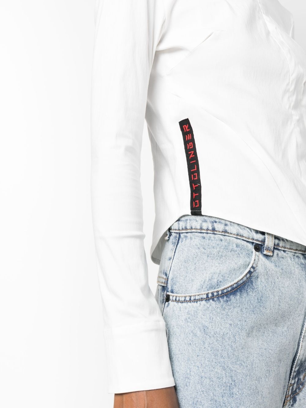 logo-patch corset-style shirt - 5
