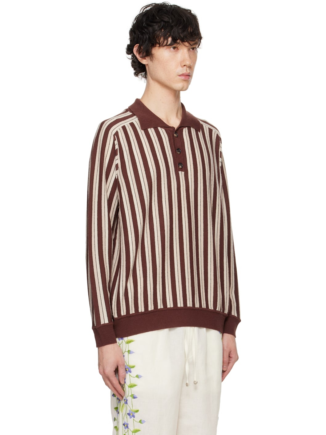 Brown & Off-White Hogan Stripe Polo - 2