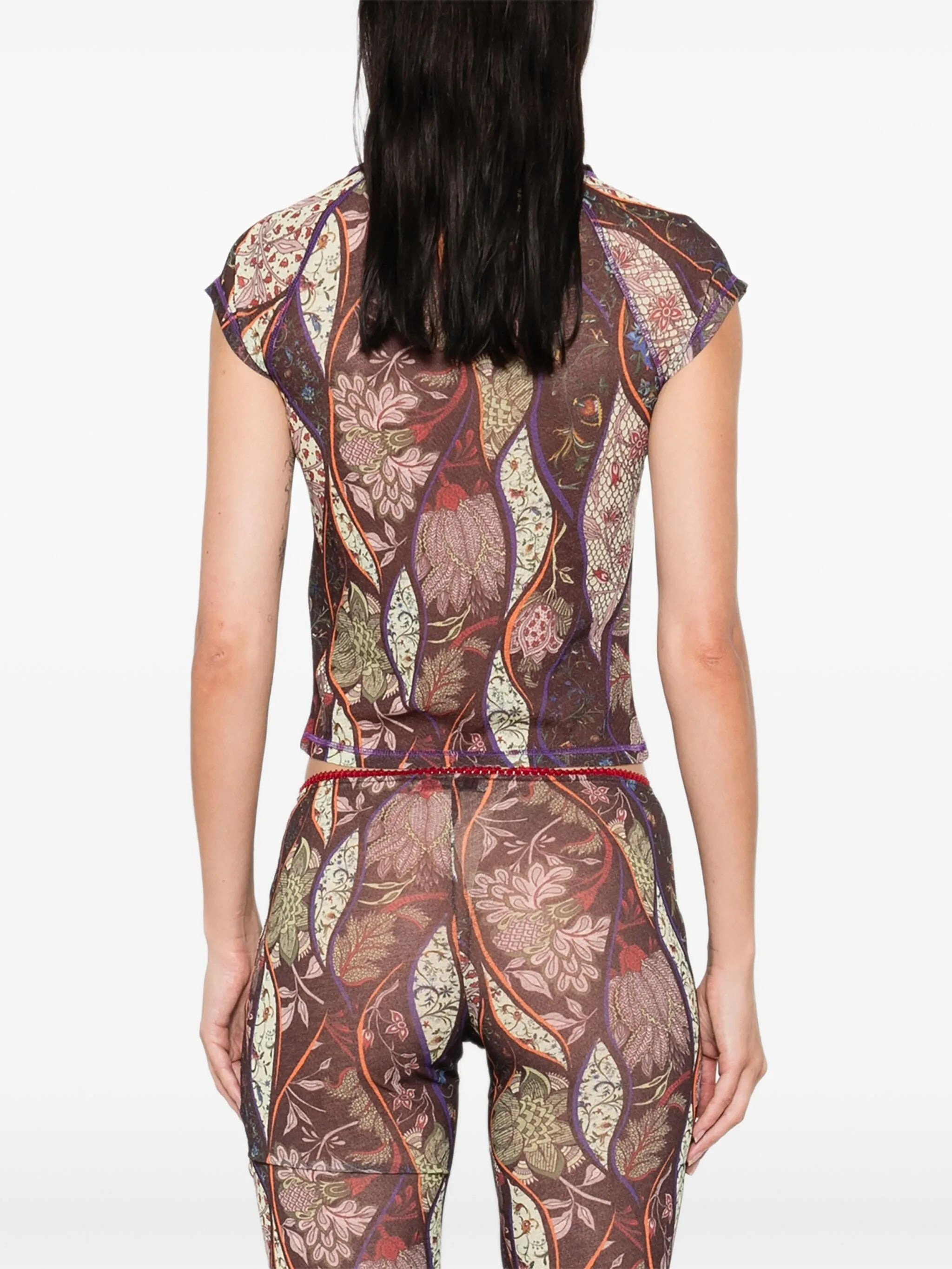 Siedres Floral-pattern Mesh Top - 5