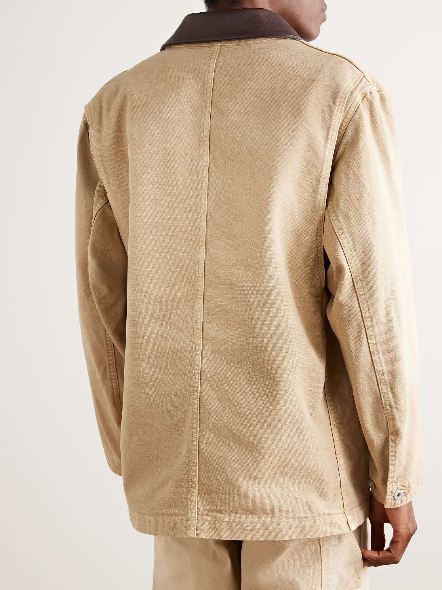 Oversized Leather-Trimmed Cotton-Canvas Jacket - 3