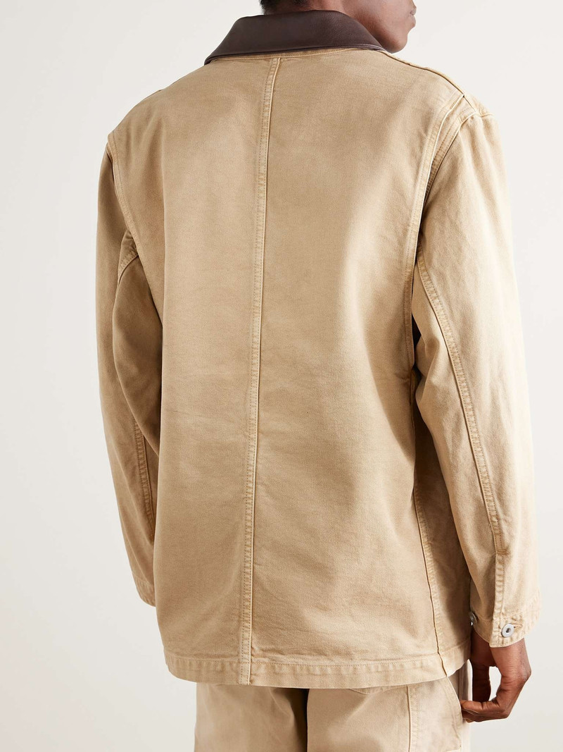 Oversized Leather-Trimmed Cotton-Canvas Jacket 3