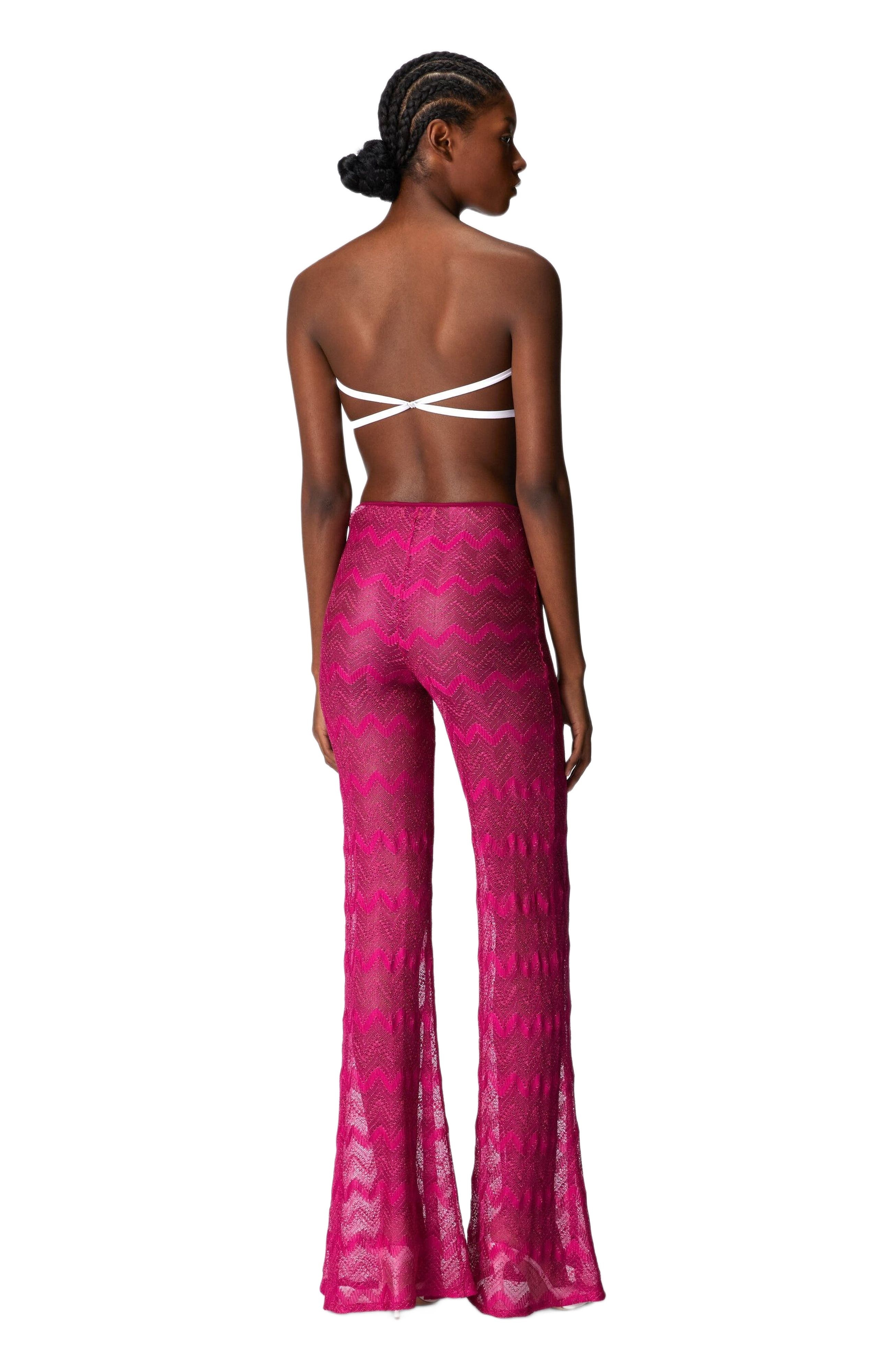 Missoni Flare Cover-up Trousers In Zig Zag Lamé Viscose in Purple at Nordstrom - 3