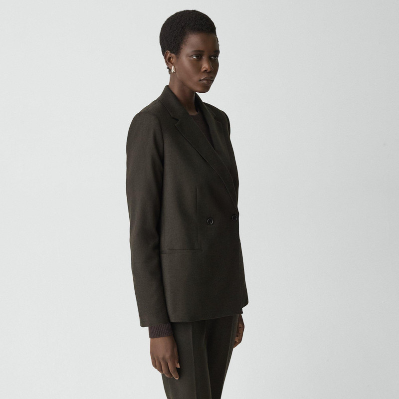 Relaxed Double-Breasted Blazer in Sleek Flannel 3