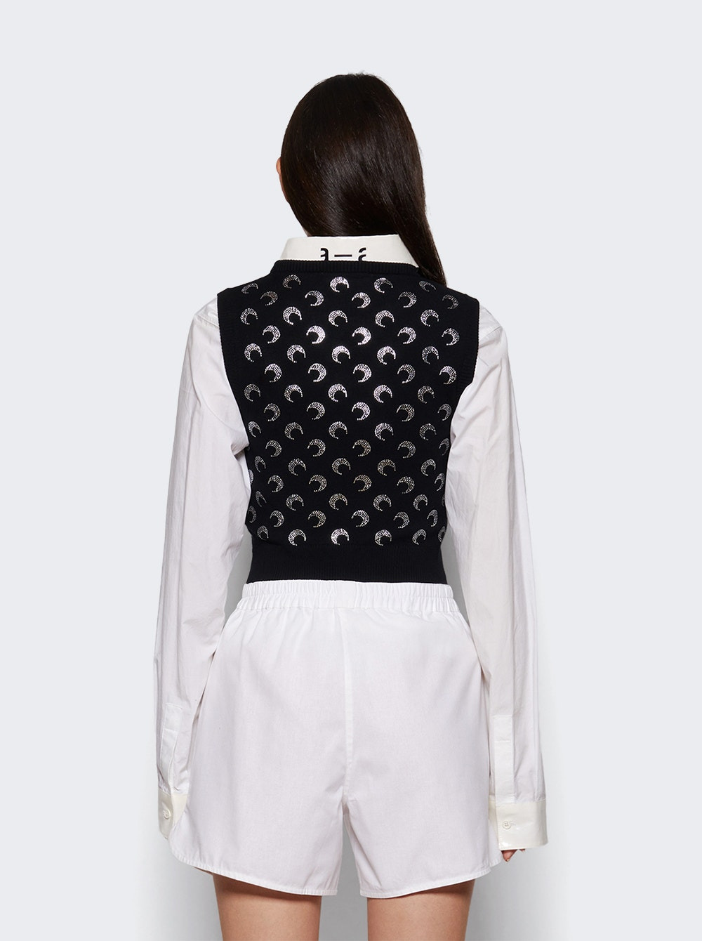 Moon Strass Knit Vest Black - 4