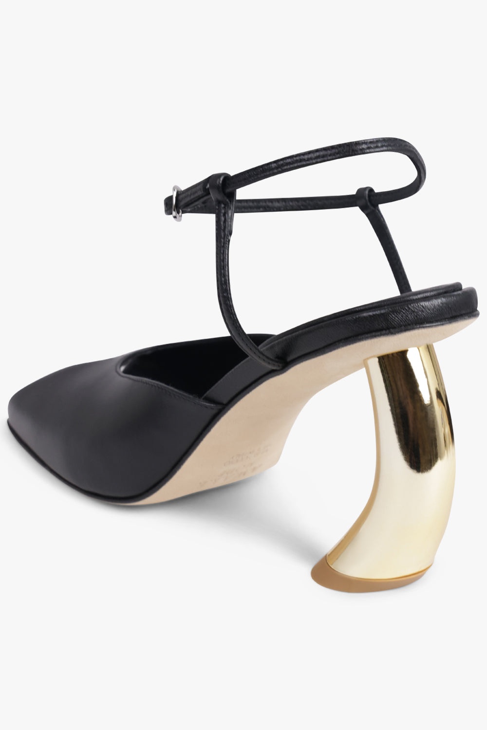 GUISTINE OPEN SQUARE TOE CURVED 90MM HEEL | BLACK/GOLD - 4