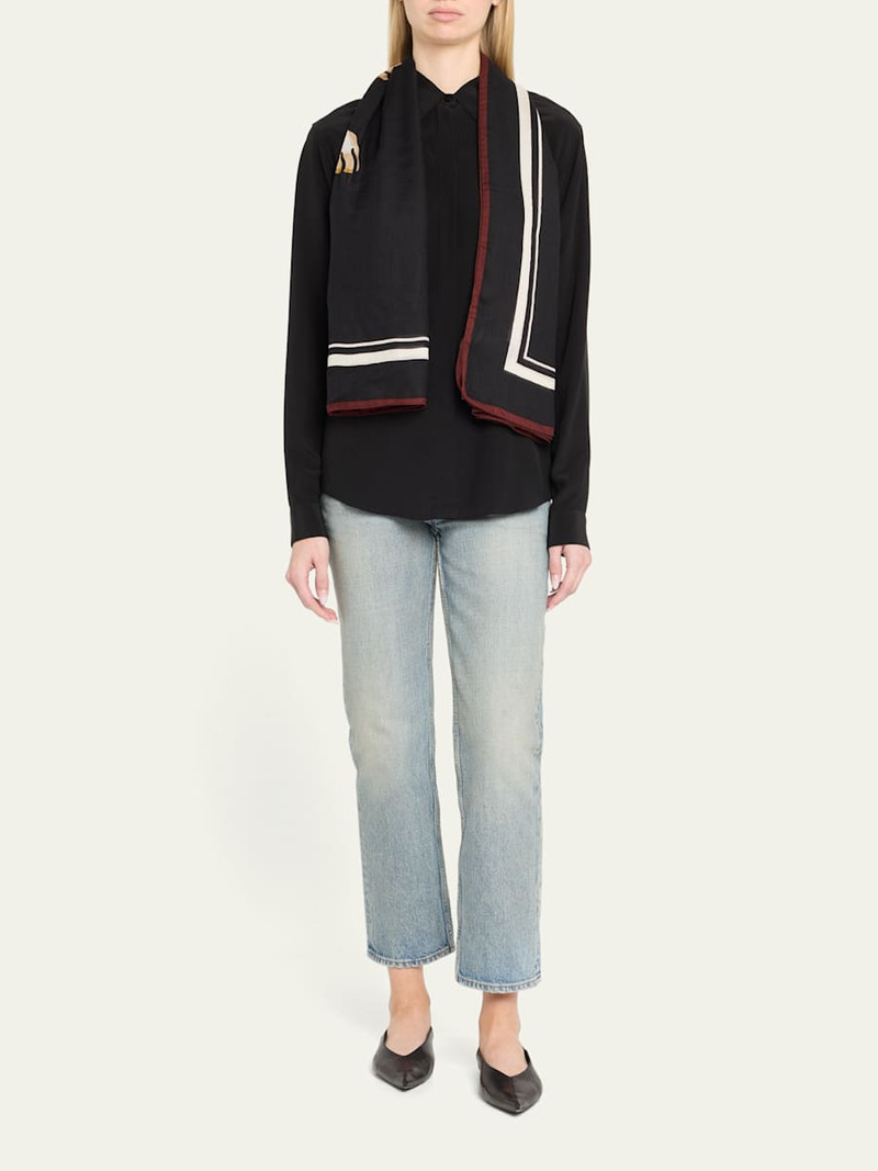 SAINT LAURENT Leopard Cashmere-Blend Square Scarf outlook