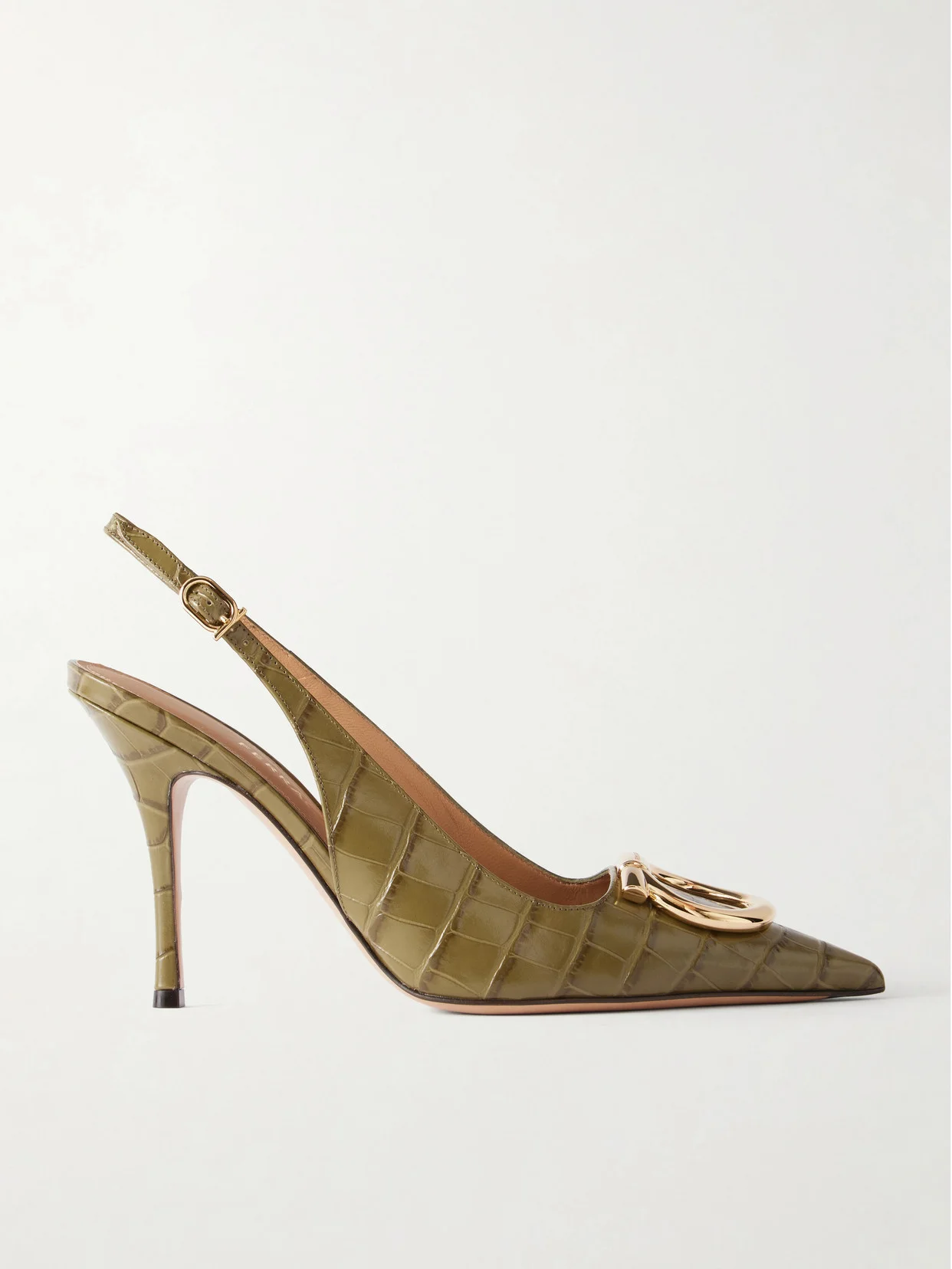 Sara 95 Croc-effect Leather Slingback Pumps - 1