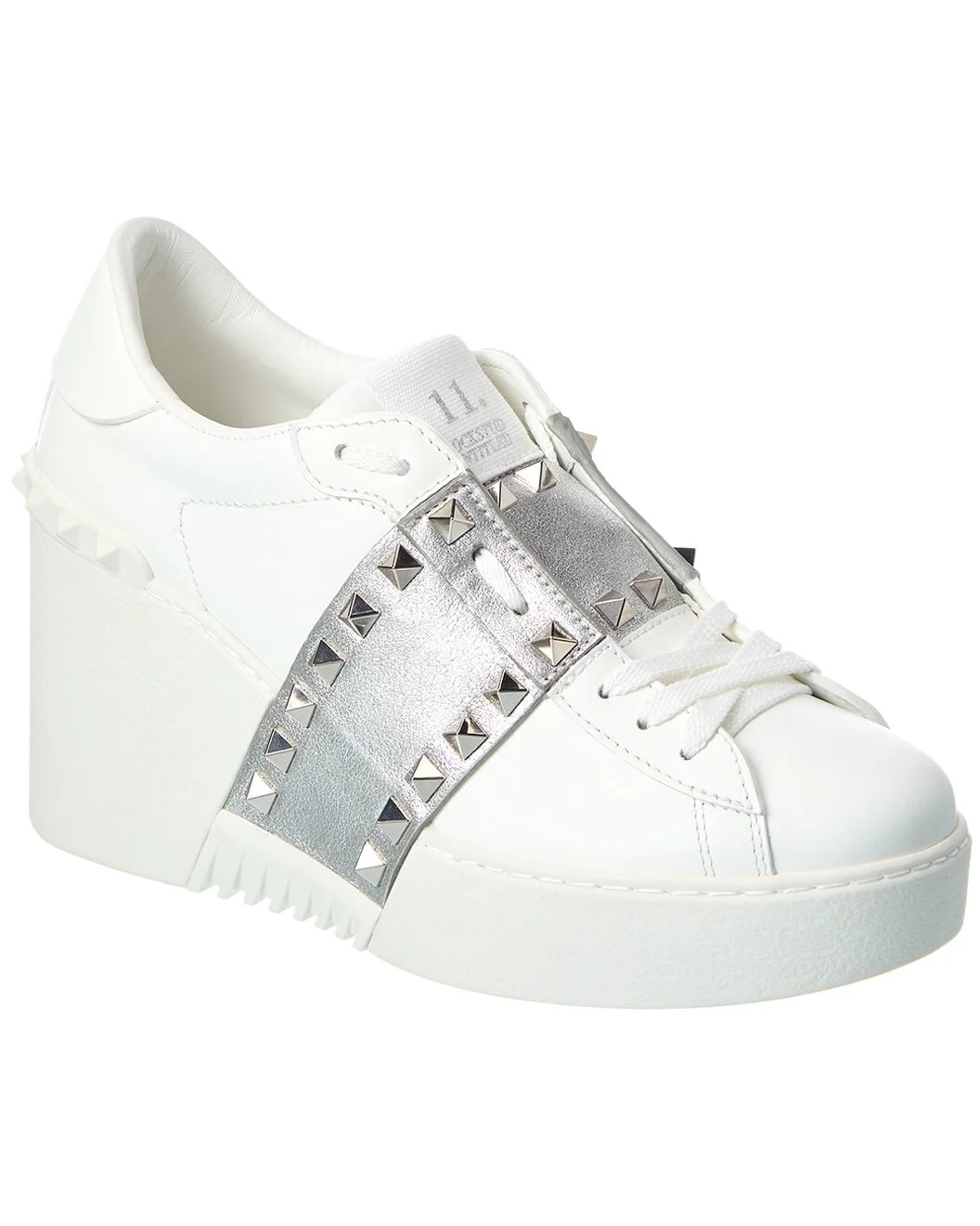 Valentino Open Disco Leather Wedge Sneaker - 1