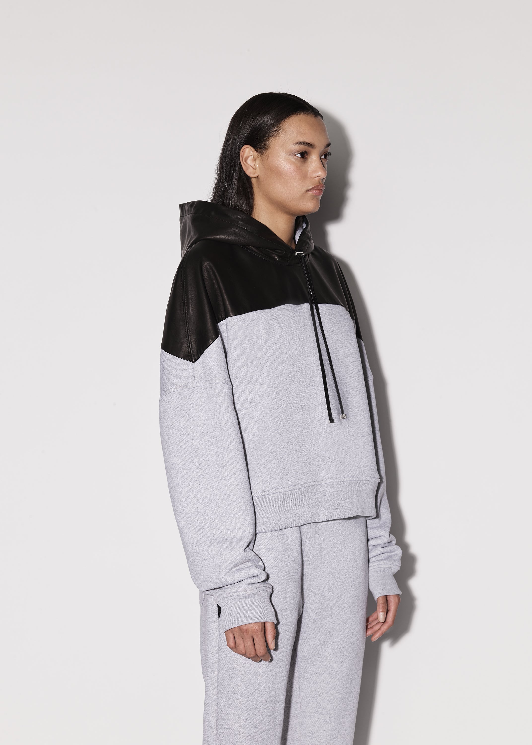 LEATHER HYBRID HOODIE - 4