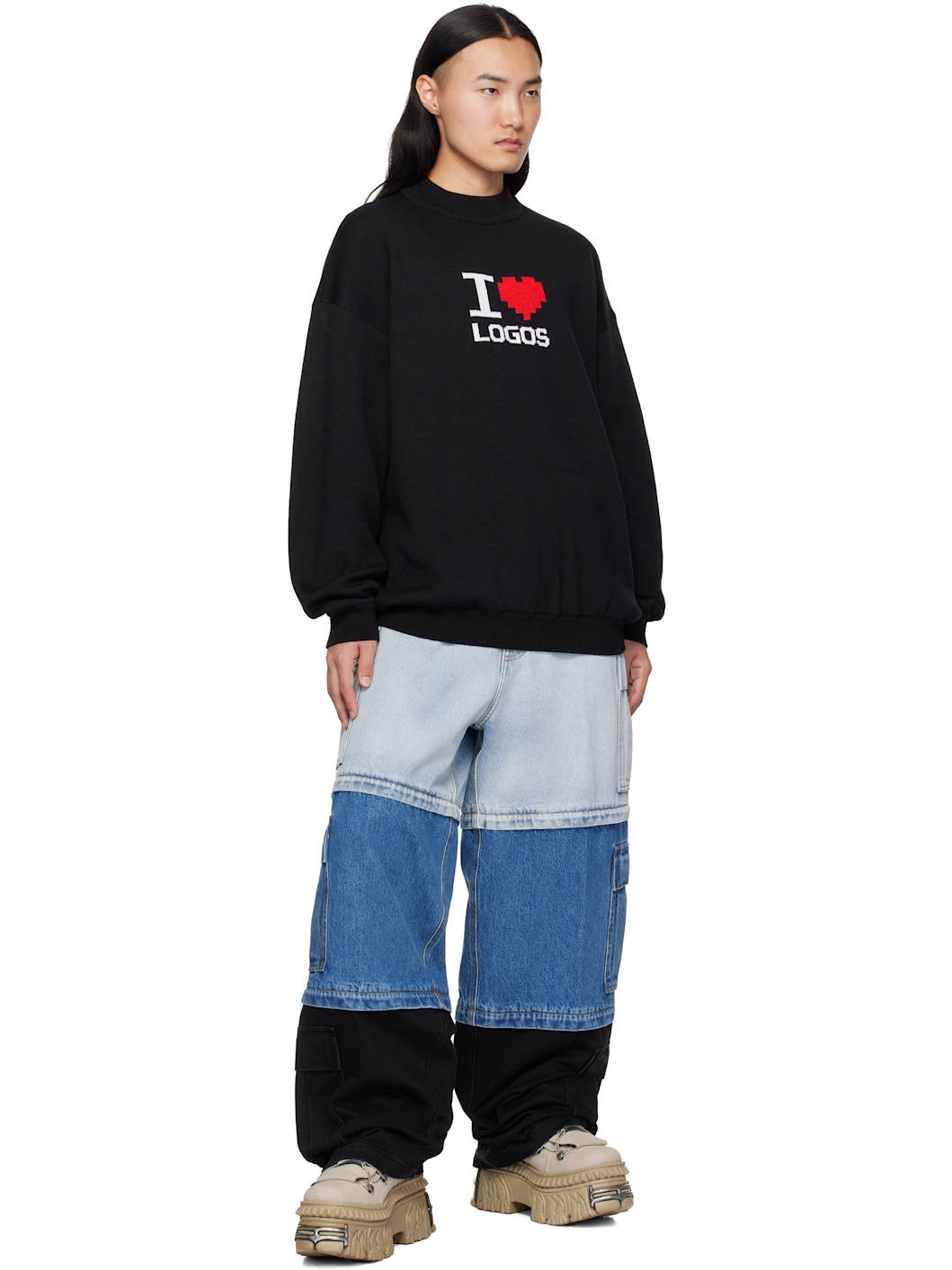Black 'I Love Logos' Sweater - 4