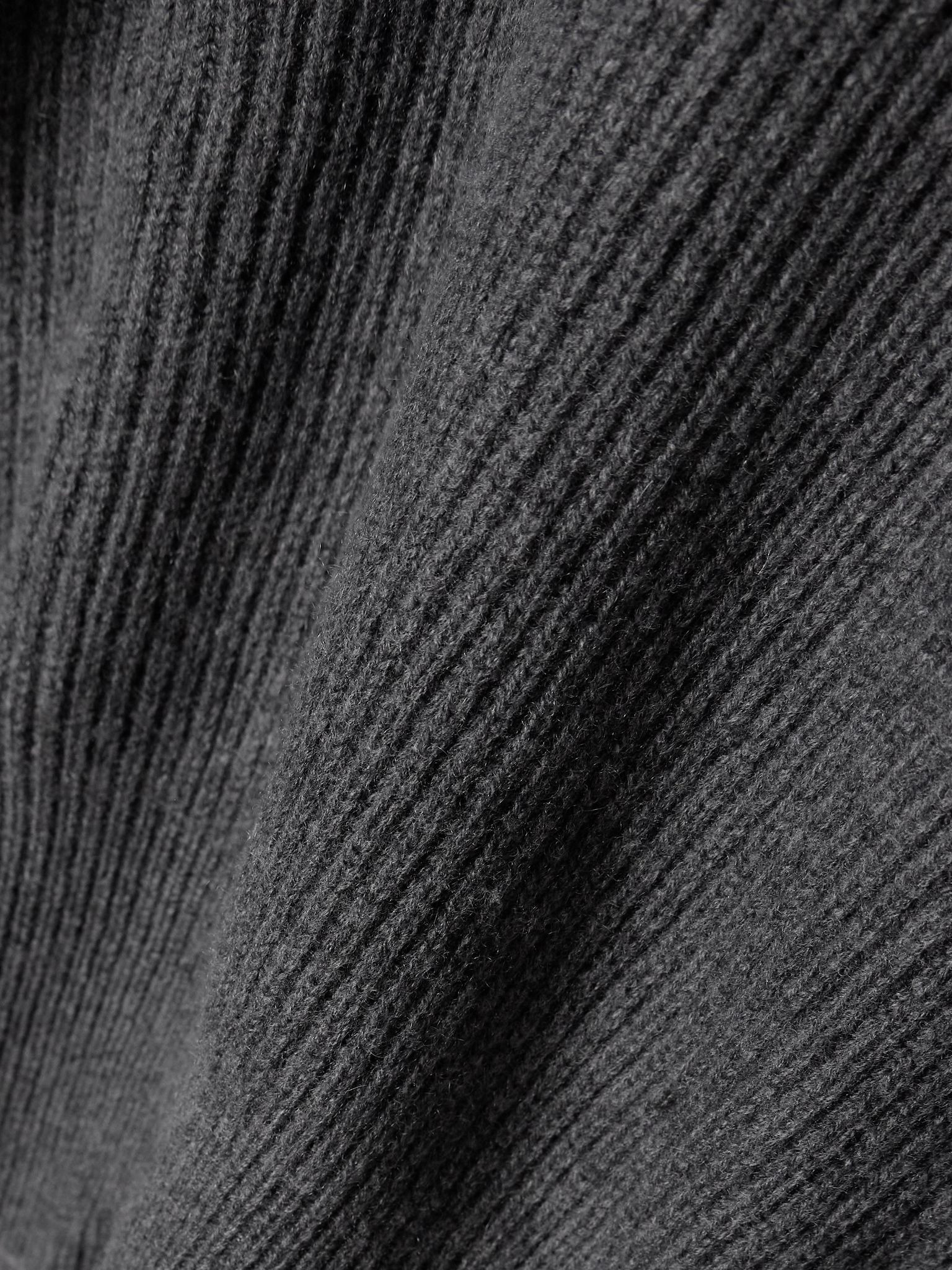 Ribbed wool, silk and cashmere-blend polo sweater Charcoal - 5