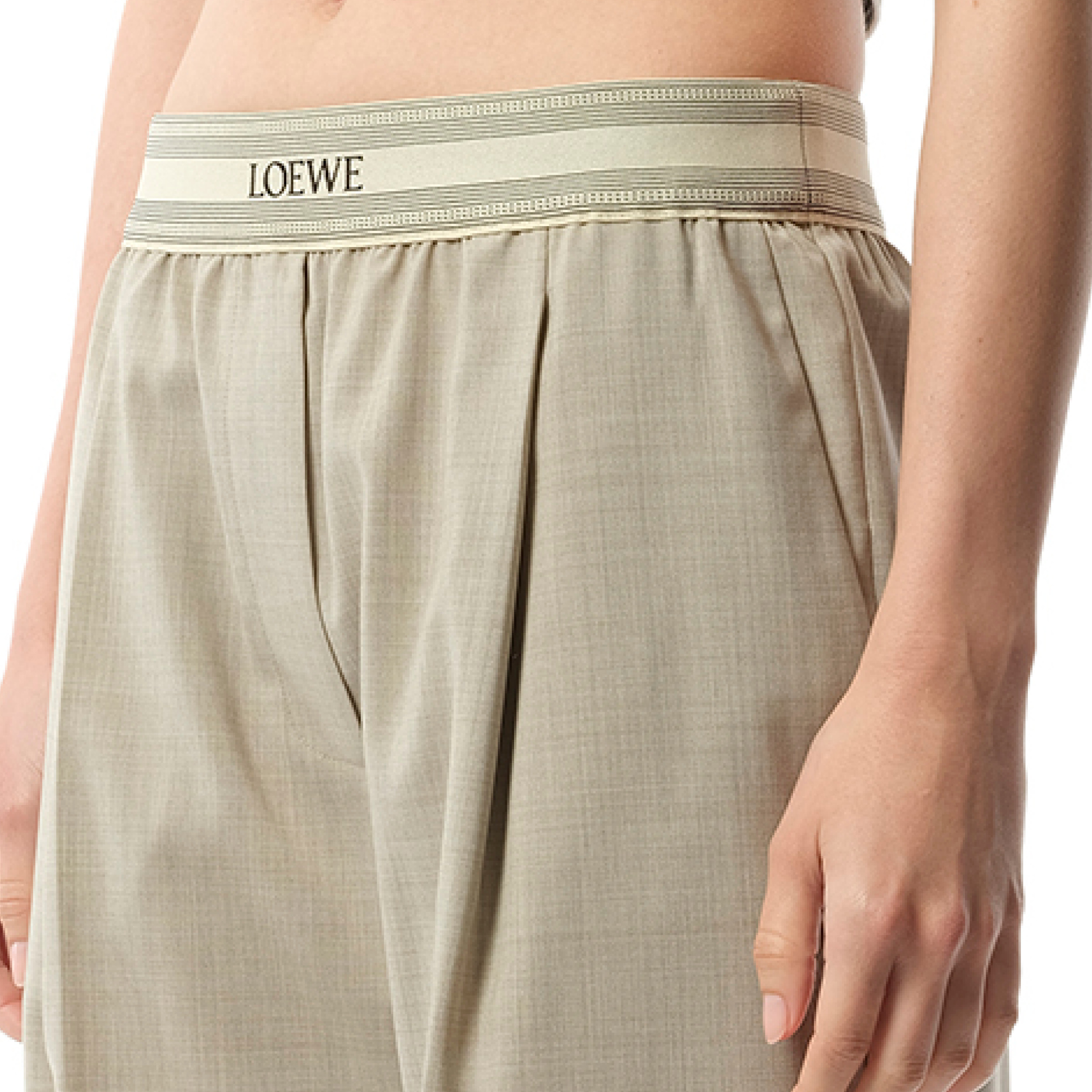 Logo Band Trouser in Light Beige Melange - 3