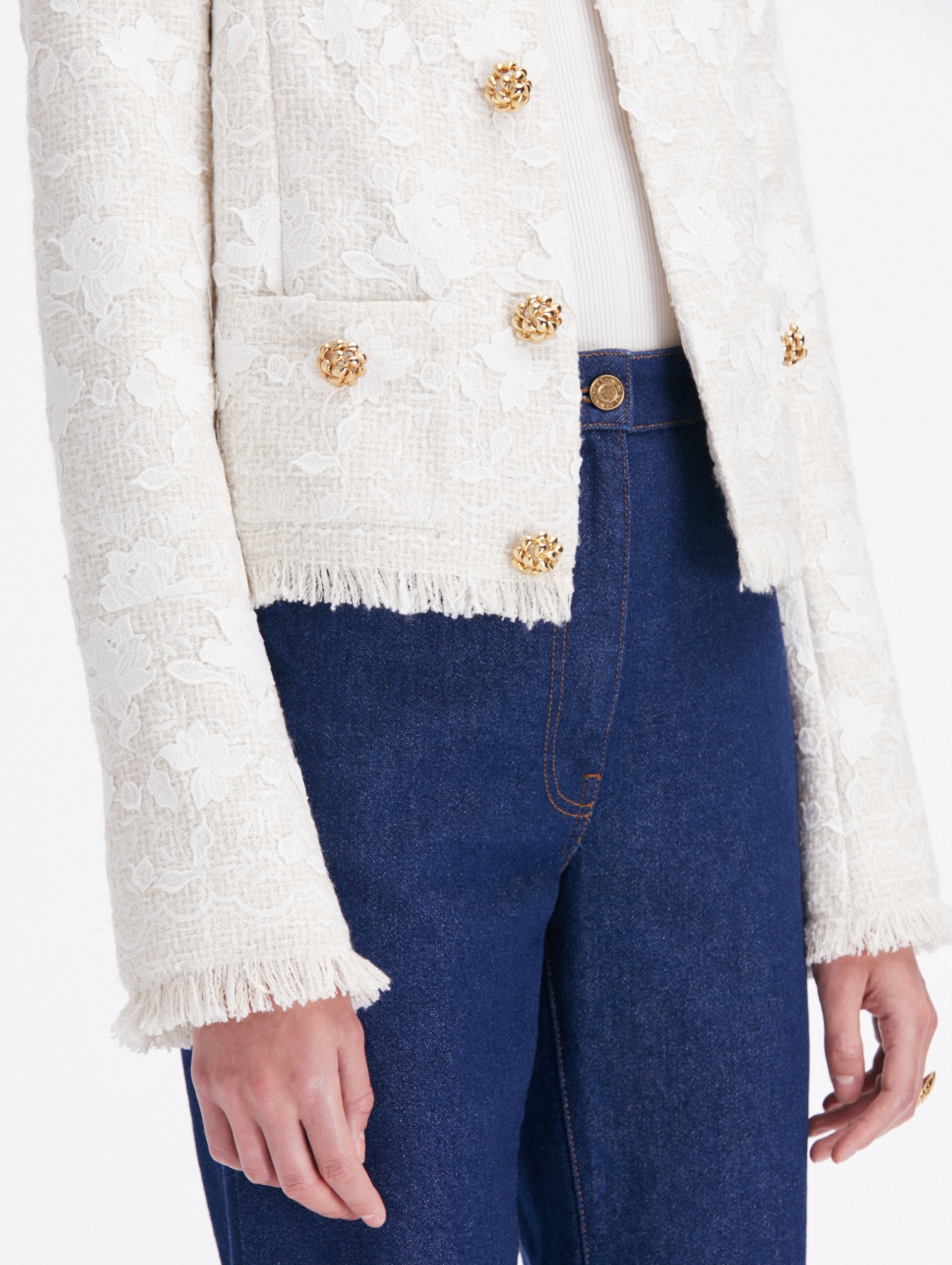 GARDENIA EMBROIDERED TWEED JACKET - 5