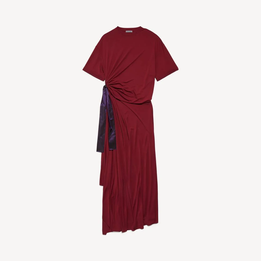 Women's Draped T-shirt Dress in Red - 1