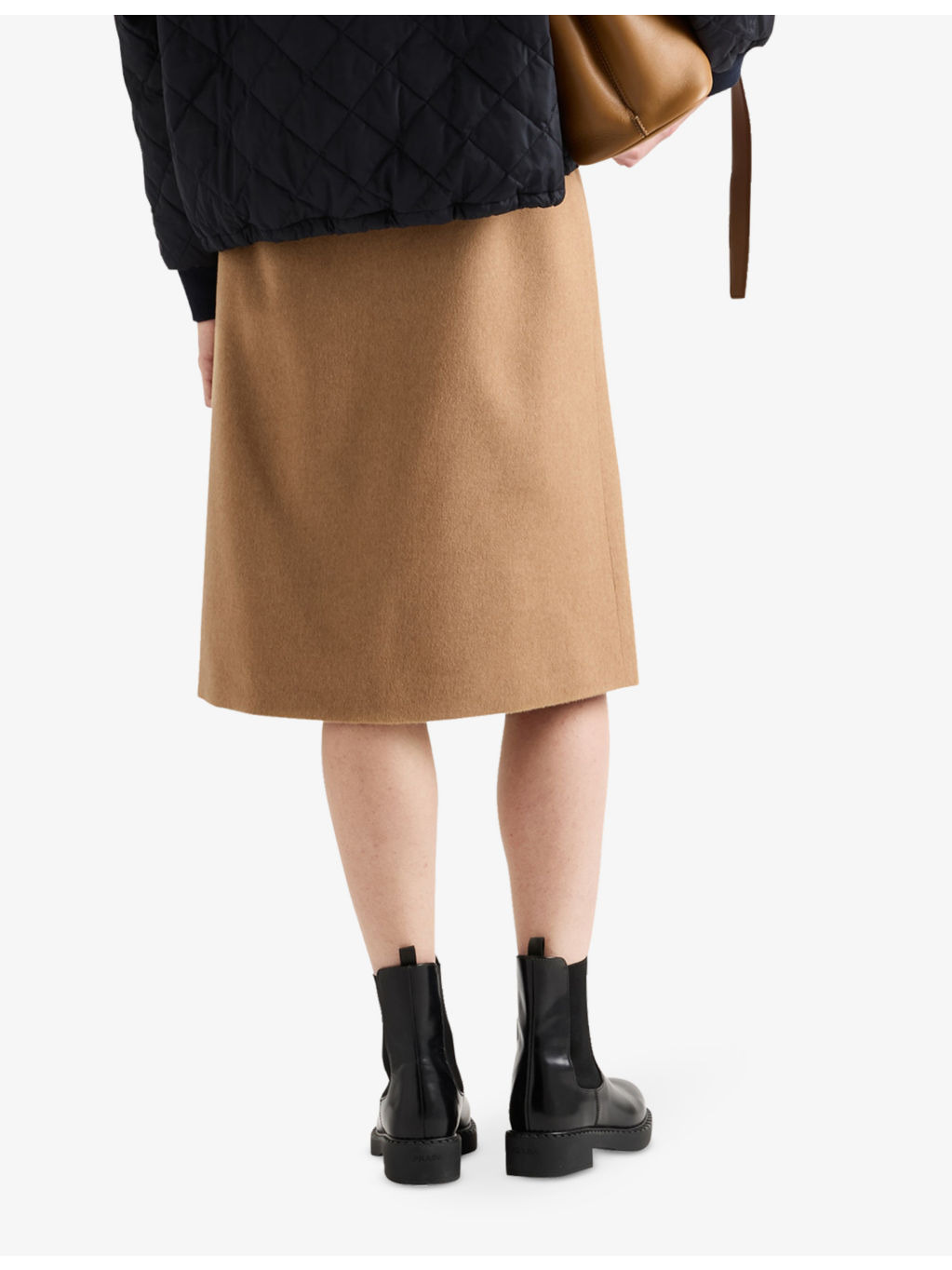 Safety-pin split-hem wool midi skirt - 4