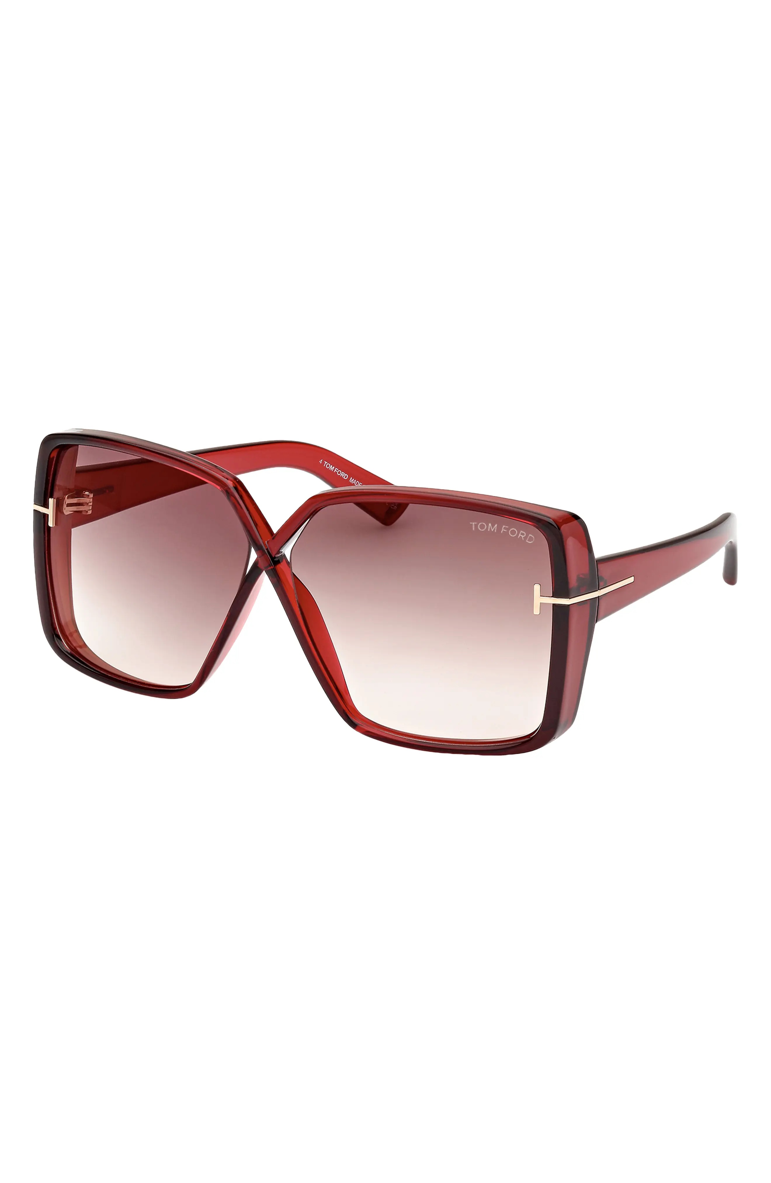 Yvonne 63mm Oversize Gradient Butterfly Sunglasses in Shiny Transparent Red /Brown - 2