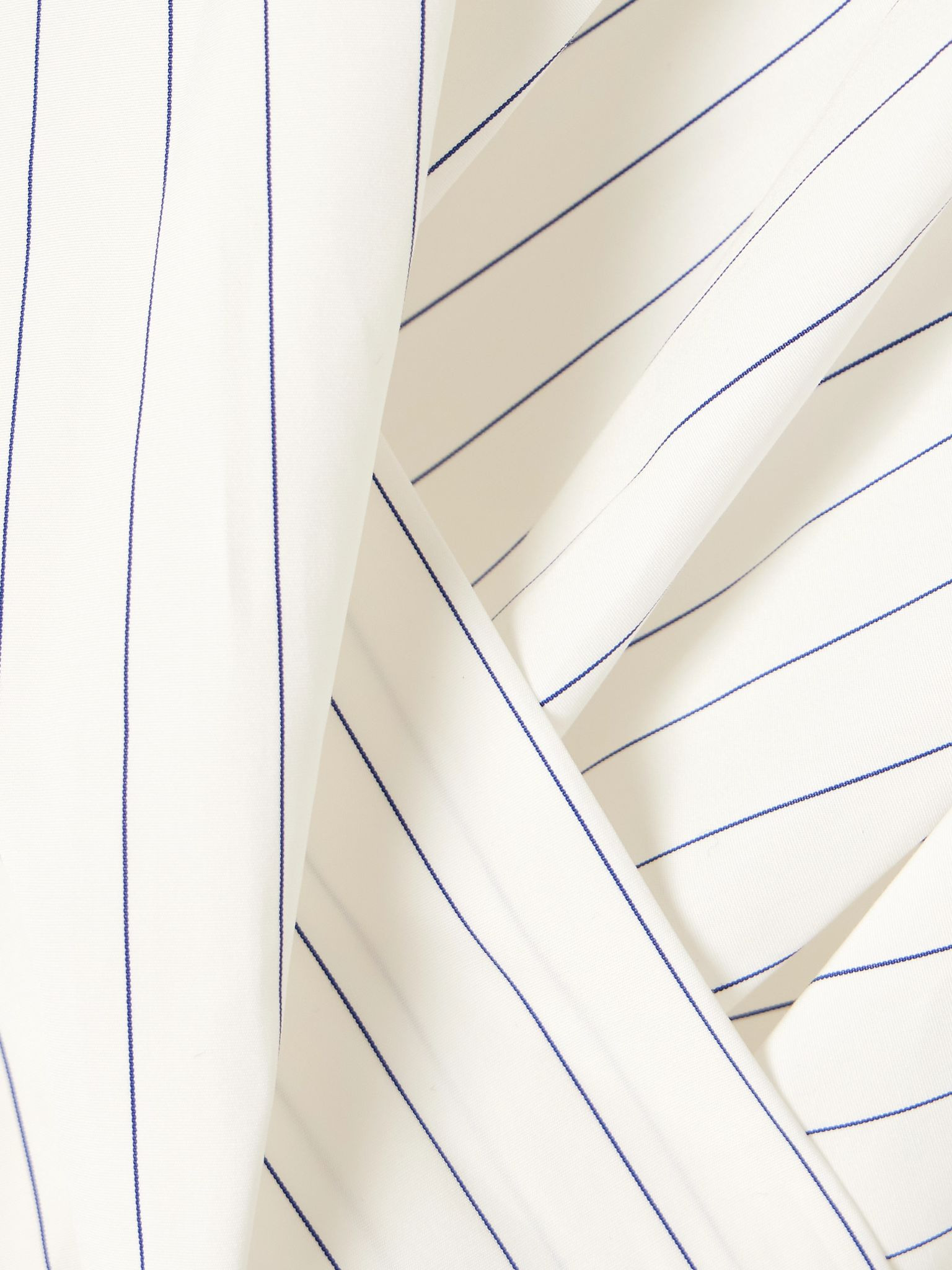 Oversized wrap-effect pinstriped cotton-poplin blouse White - 4