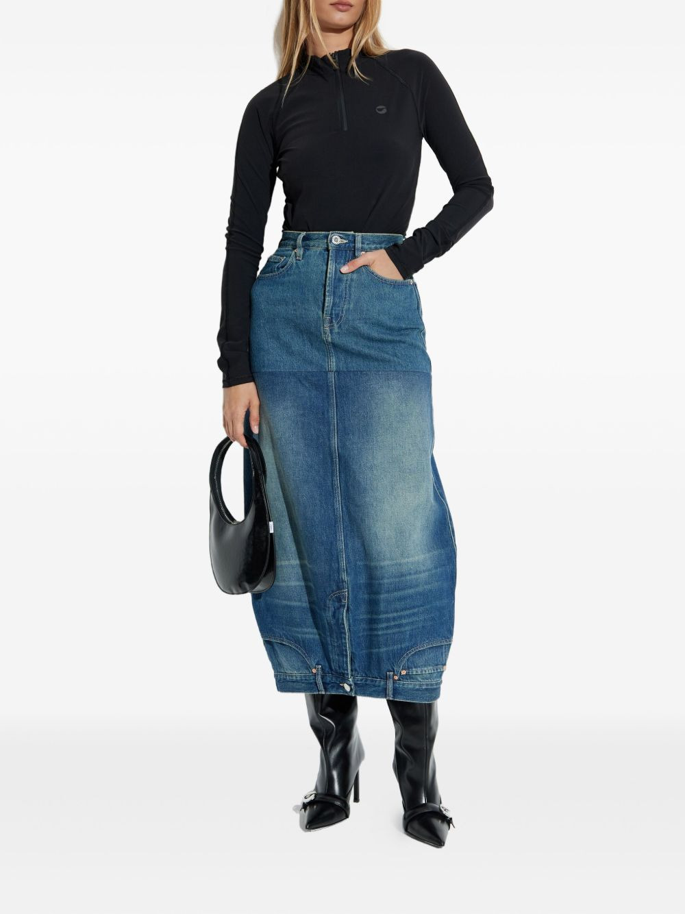 zip-neck long-sleeve bodysuit - 4