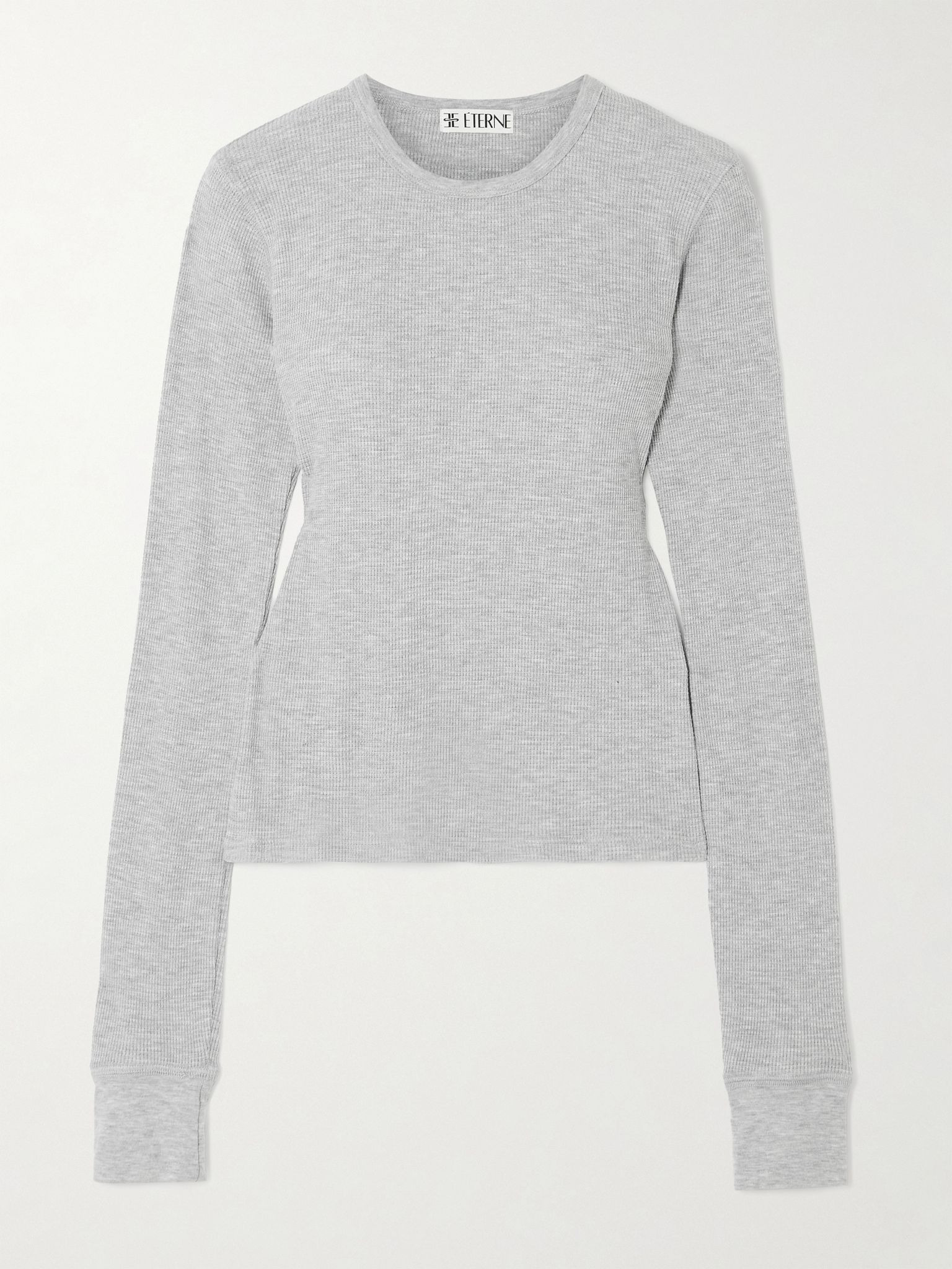Waffle-knit stretch cotton and modal-blend T-shirt Gray - 1