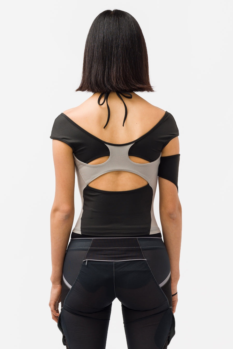 Halter Racer Top in Dark Grey - 3