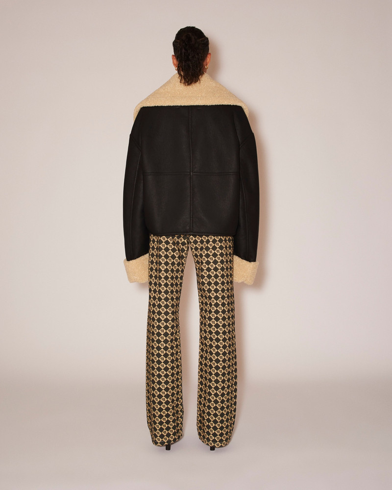 NAEL - Bonded shearling contrast collar aviator jacket - Black&Beige 5