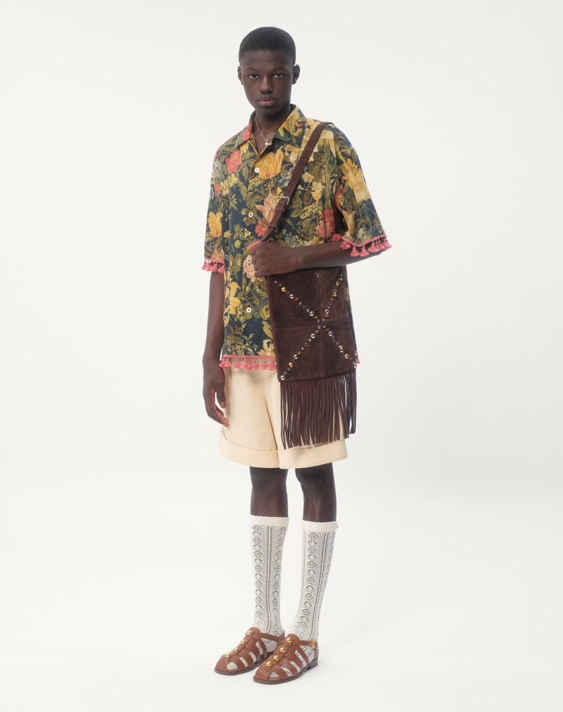 Valentino LINEN BOWLING SHIRT WITH APRES L'HIVER PRINT outlook