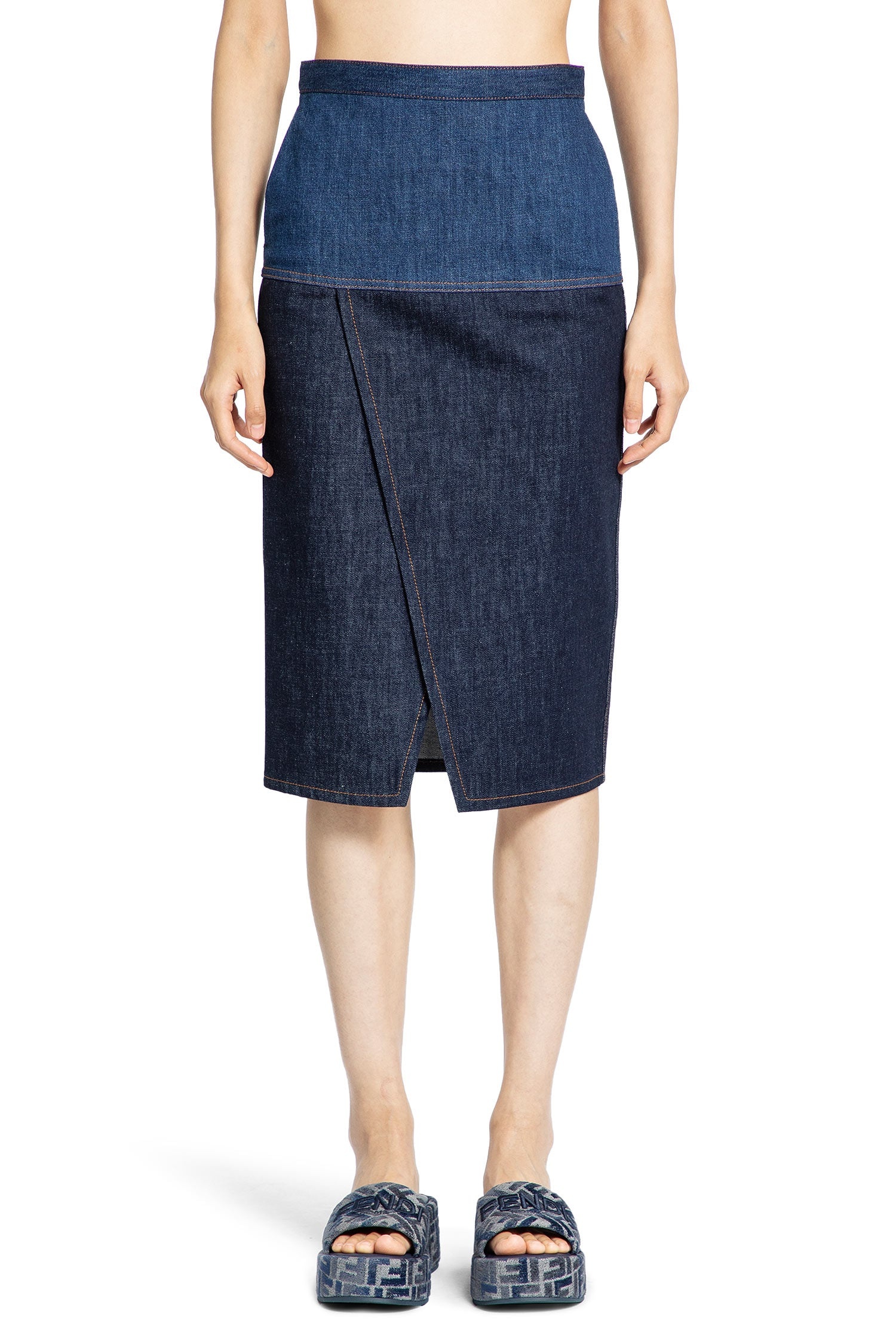 Two-Tone-Denim-Midi-Skirt - 1