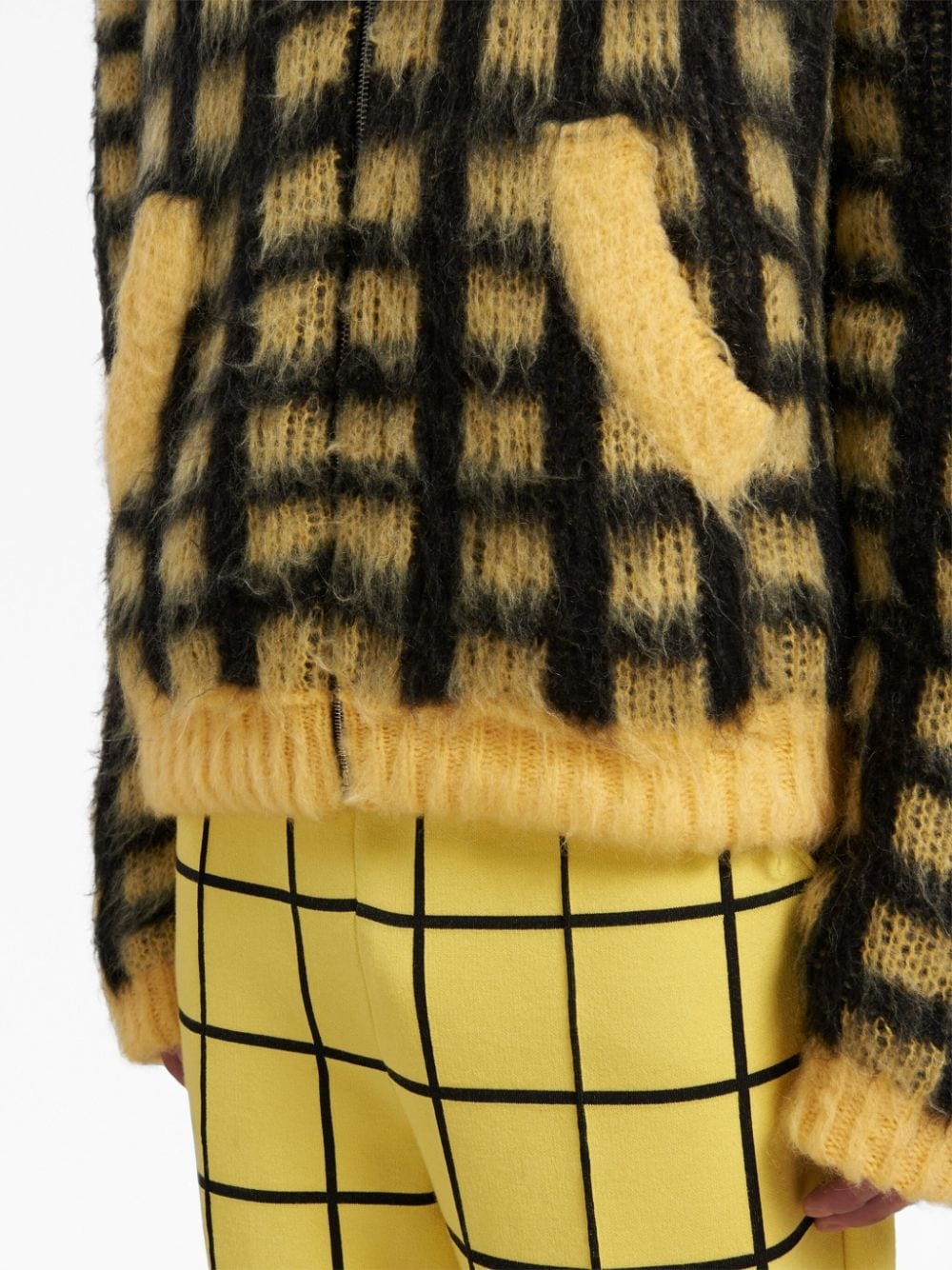 checked brushed hoodie - 6