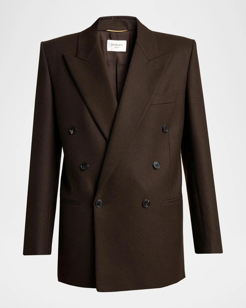 Brushed Wool-Blend Double-Breasted Blazer Jacket 1