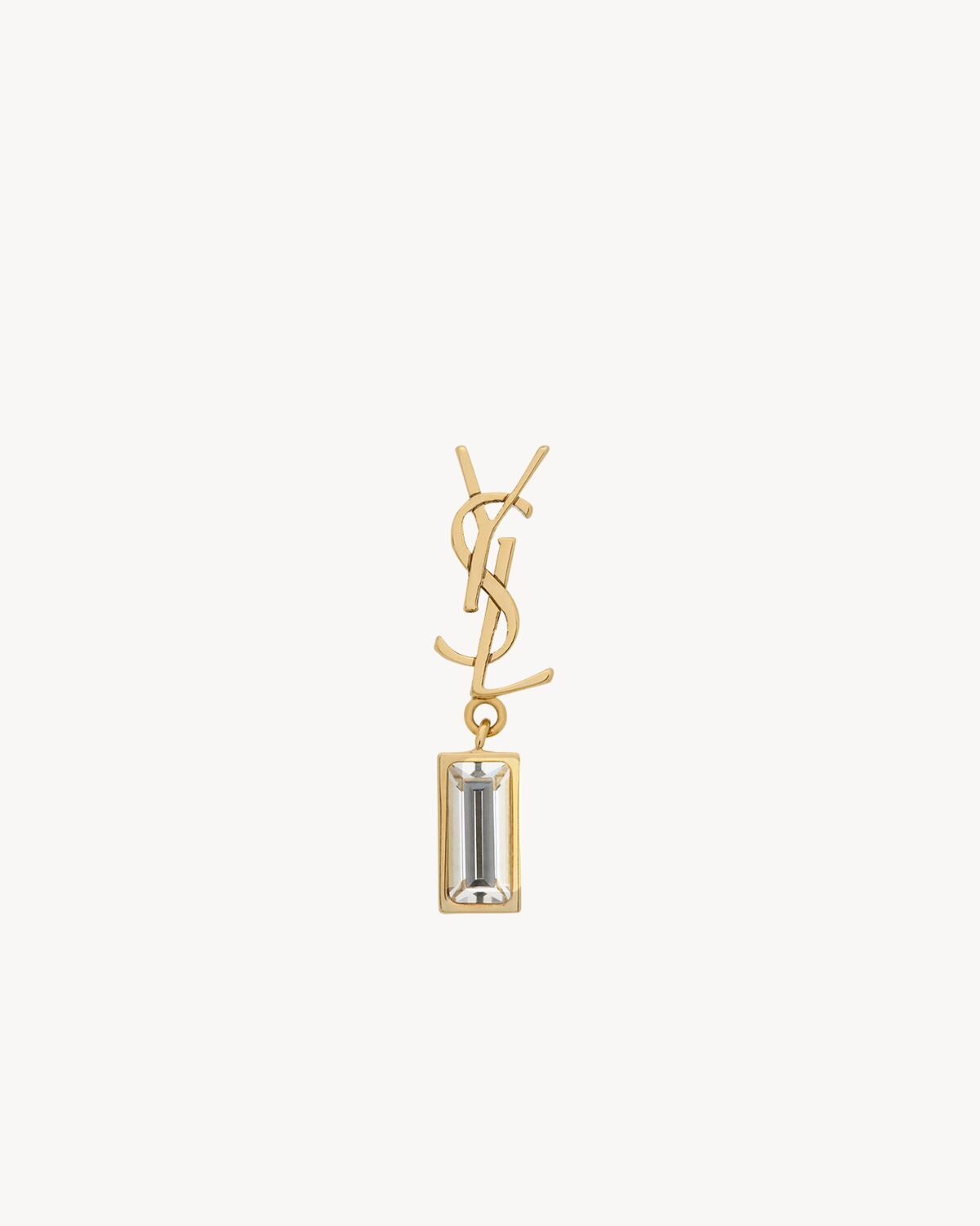 ピアス Saint Laurent Orecchino Single YSL rhinestone-embellished earring in gold - Saint