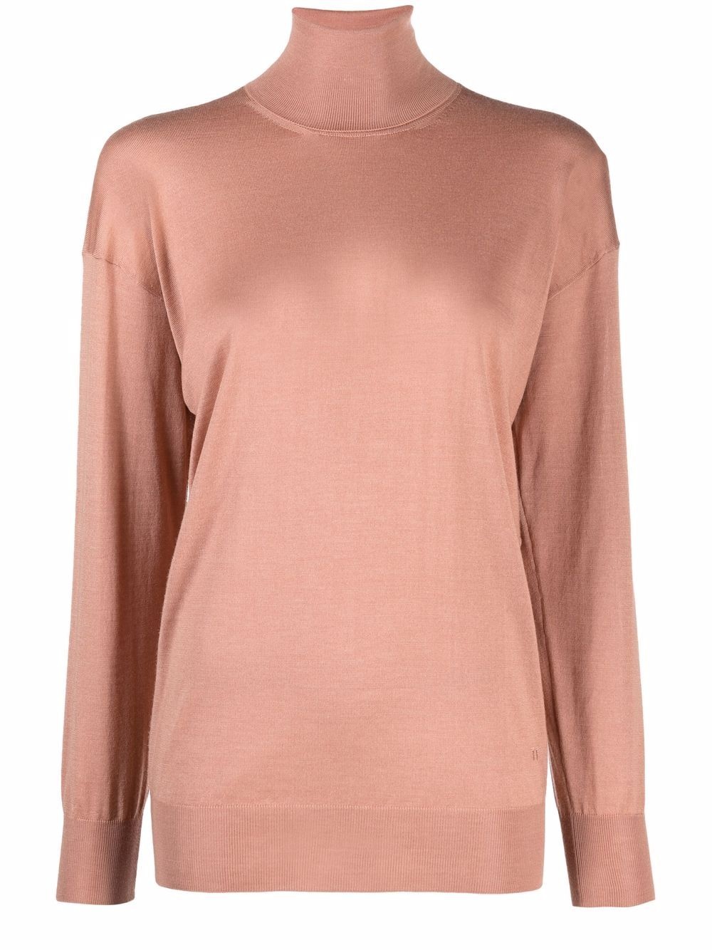 high-neck knitted long-sleeve top - 1