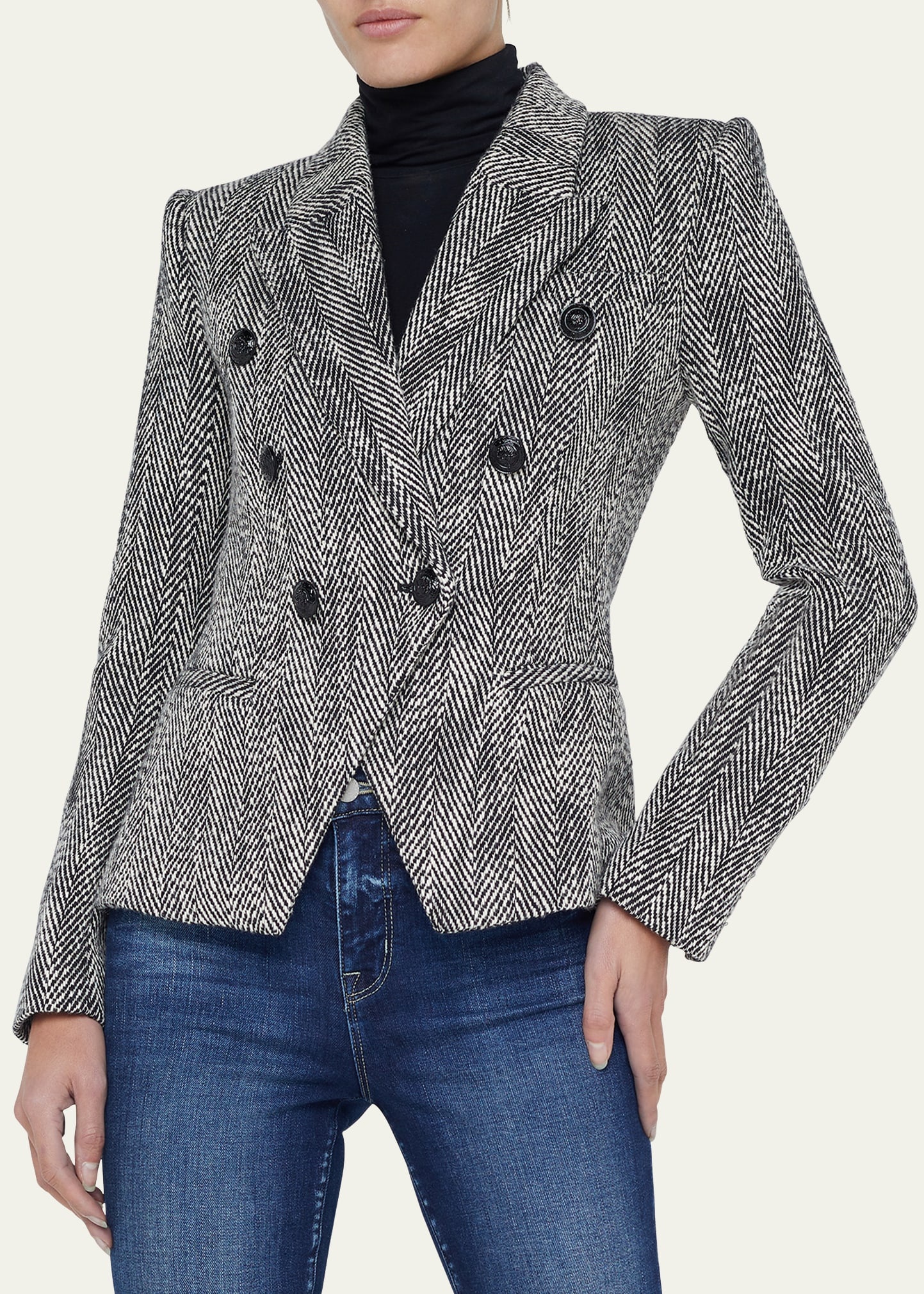 Marie Herringbone Double-Breasted Blazer - 5