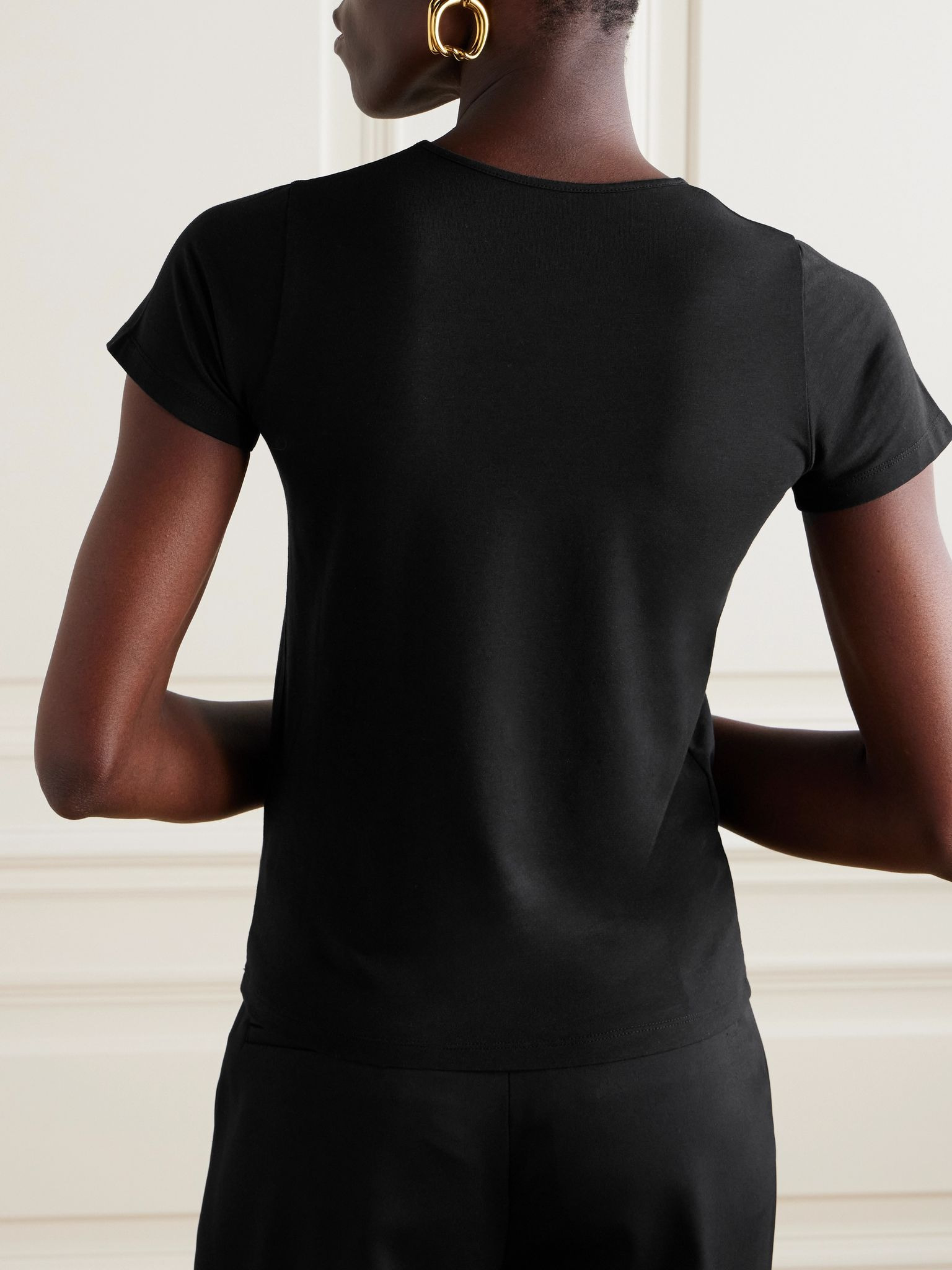 Stretch organic cotton and Lyocell-blend jersey T-shirt Black - 4