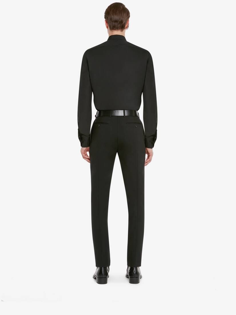 Men's Cotton Poplin Chevron Shirt in Black - 4