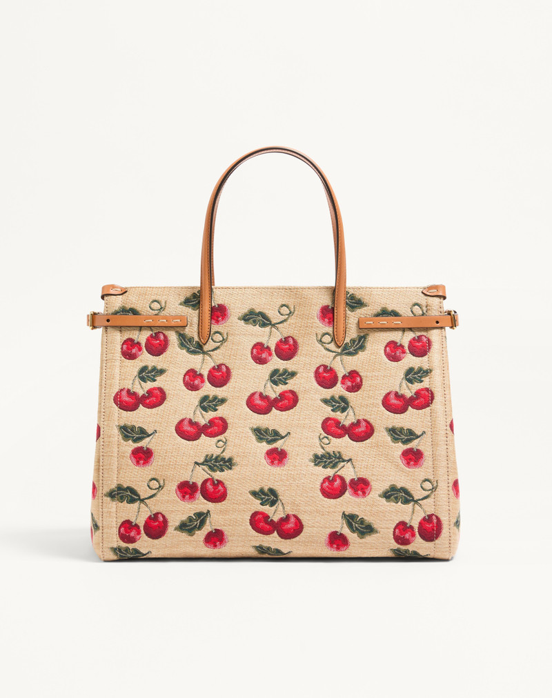 VALENTINO GARAVANI ANTIBES MEDIUM SHOPPING BAG IN JACQUARD SYNTHETIC RAFFIA 5