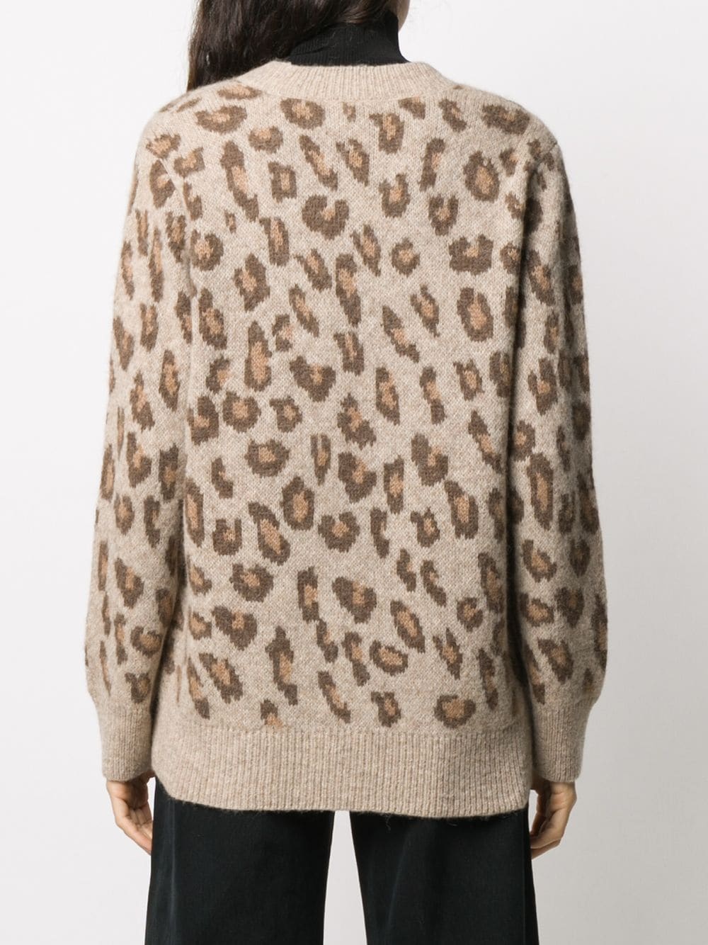 leopard print knit cardigan - 4