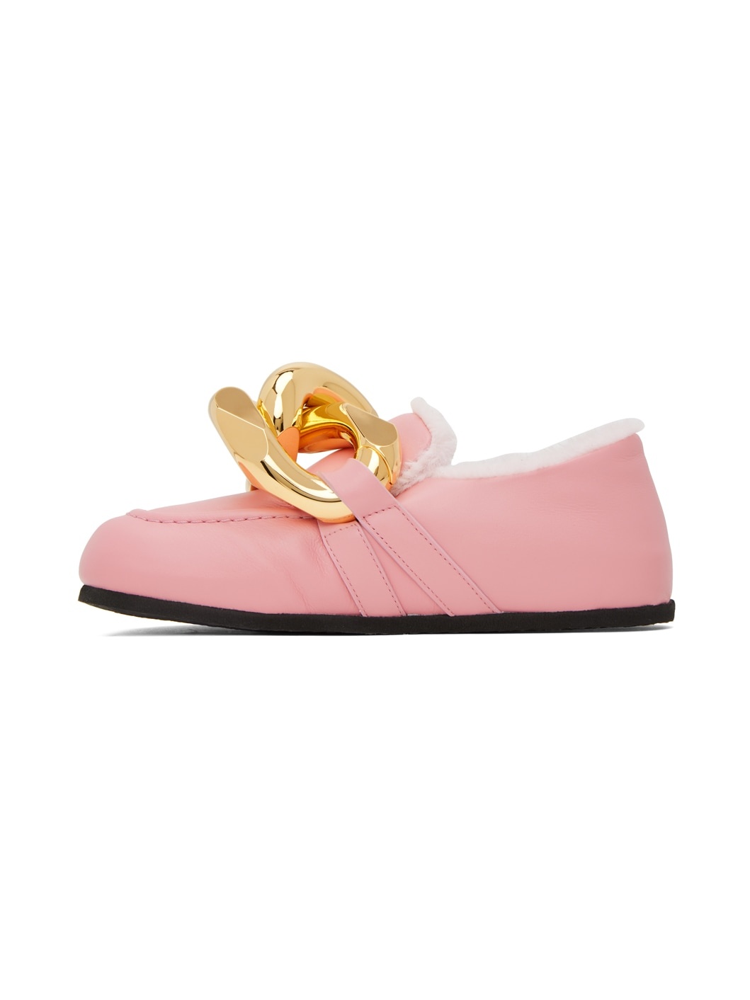 Pink Shearling Chain Loafers - 3