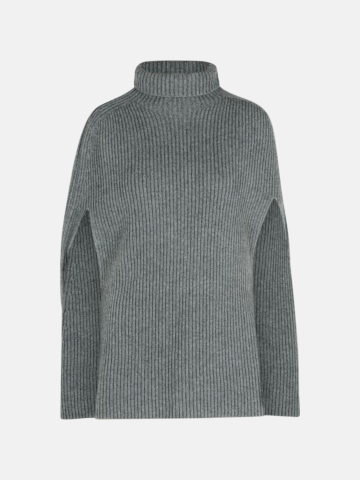 'KOALA' GREY WOOL TURTLENECK CAPE - 1