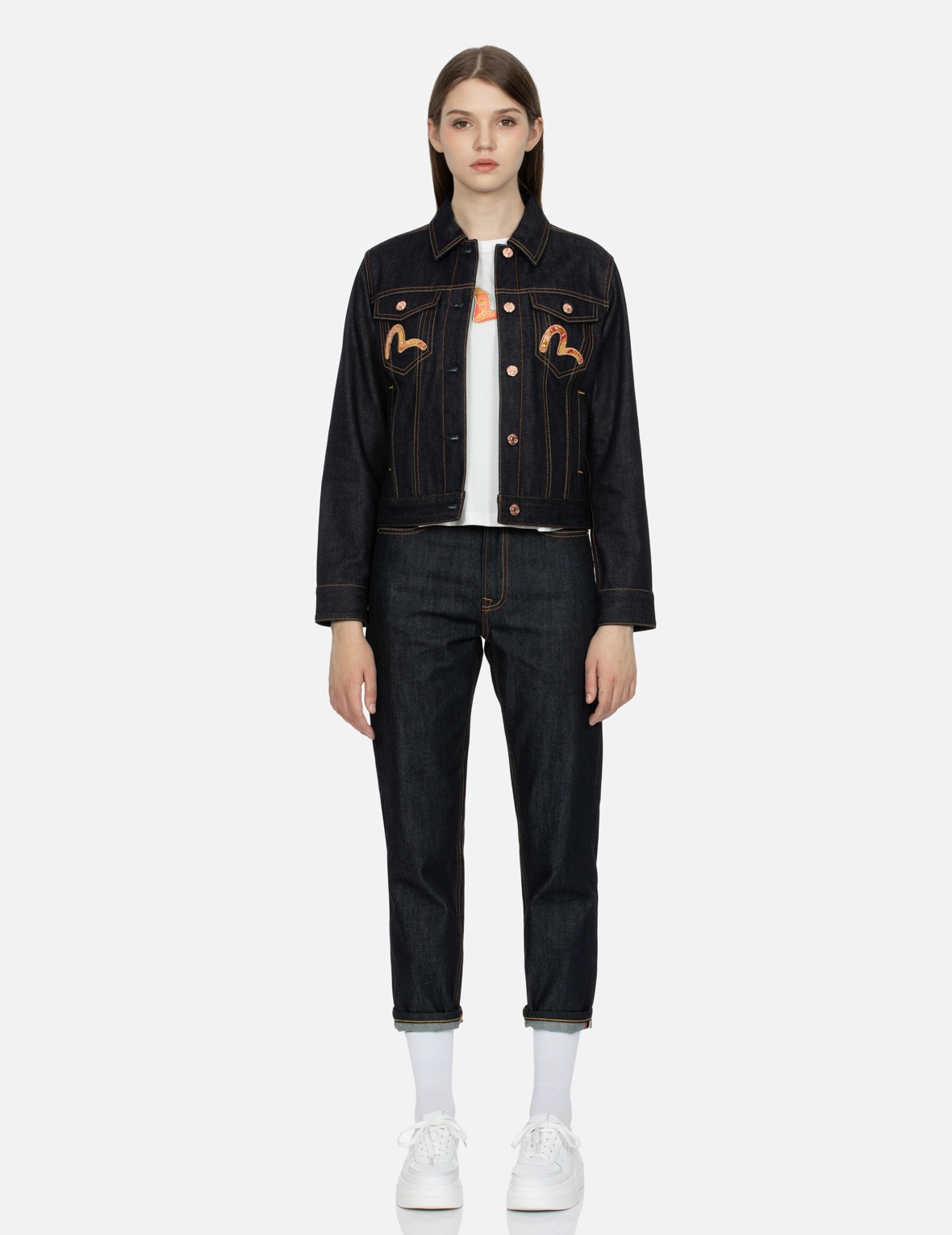 BROCADE SEAGULL AND DAICOCK  APPLIQUÉ REGULAR FIT DENIM JACKET - 6