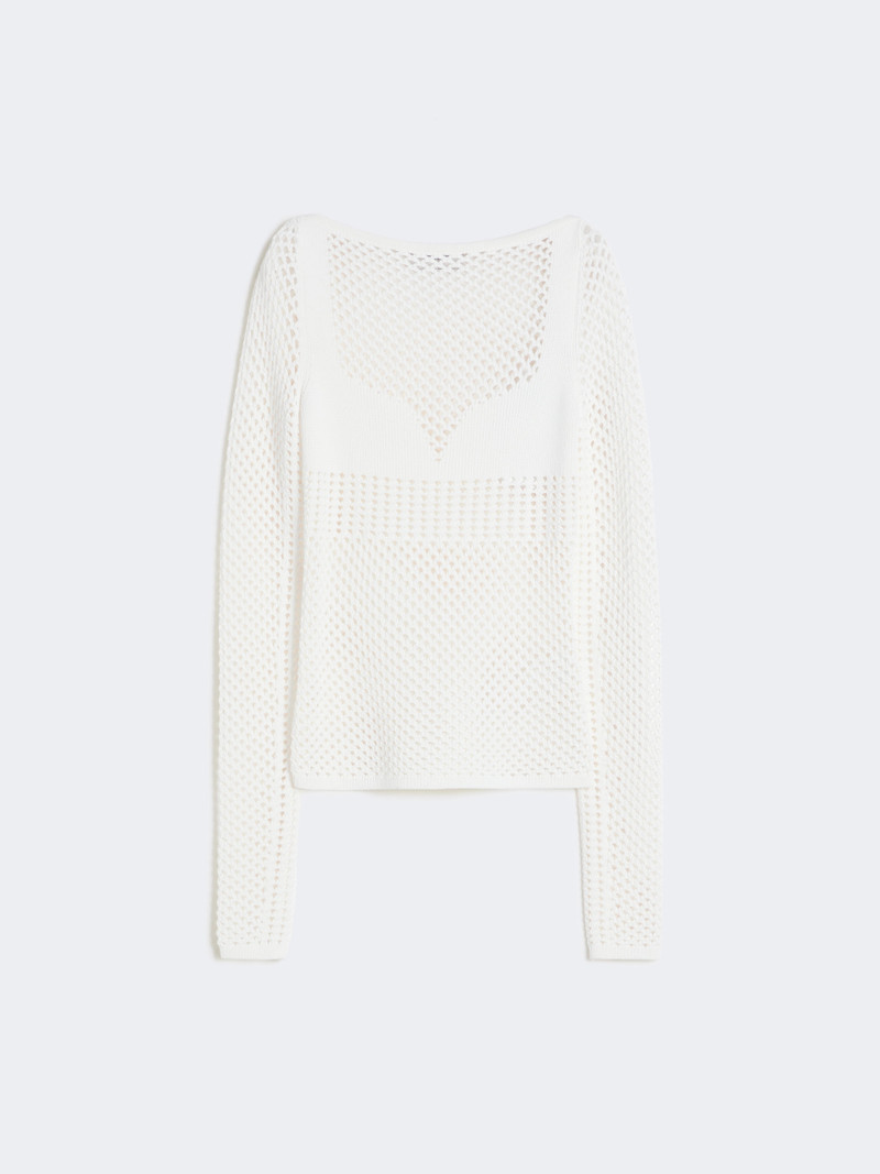FAGLIA Slim-fit viscose-blend sweater - WHITE 1