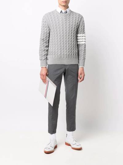 Thom Browne 4-Bar cable-knit jumper outlook