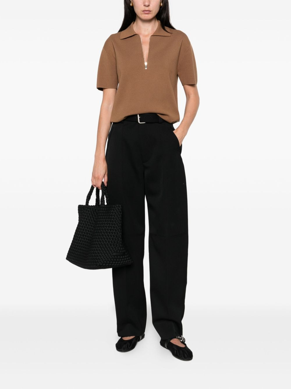 zip-neck short-sleeve top - 2