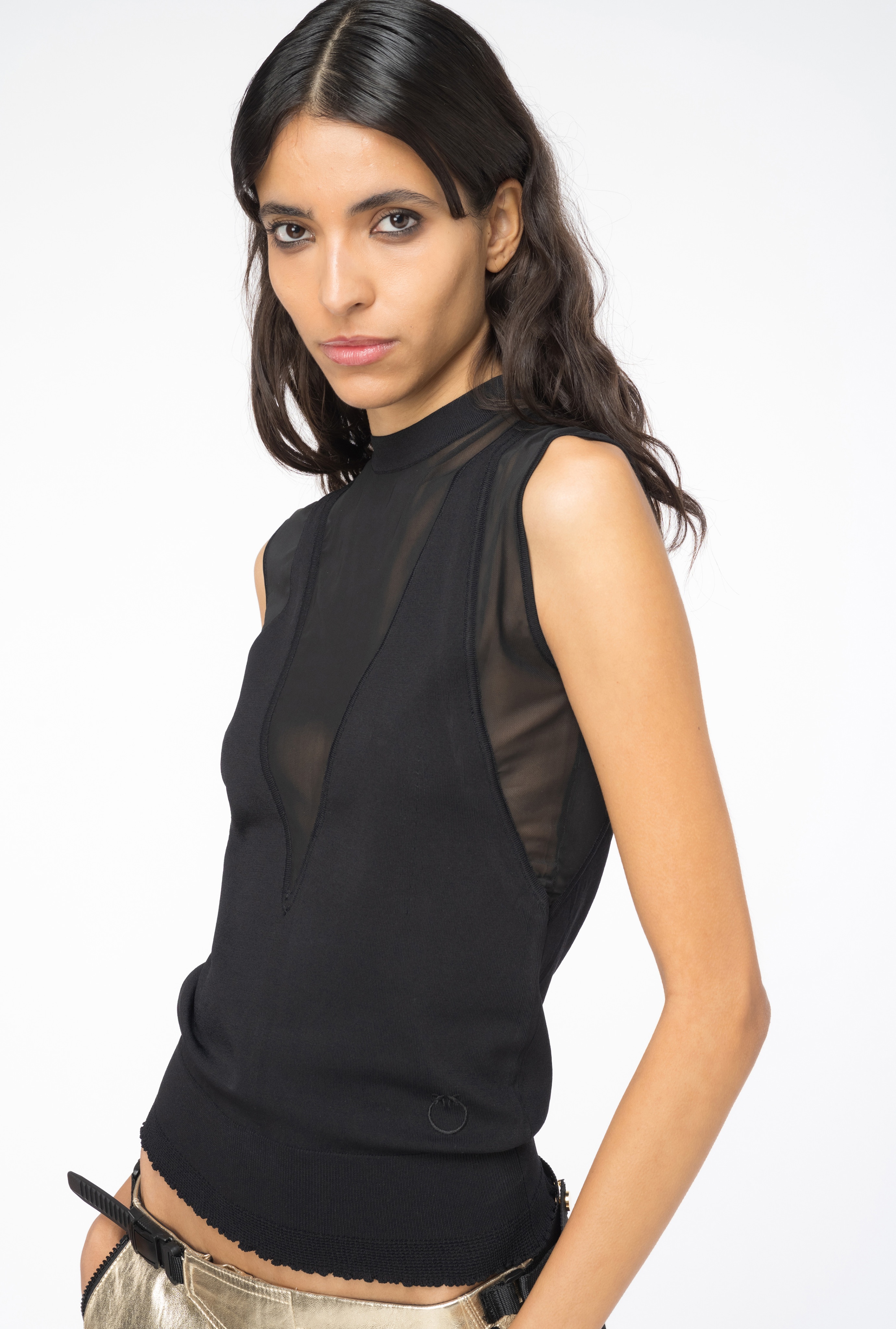 SLEEVELESS SWEATER WITH TULLE - 3