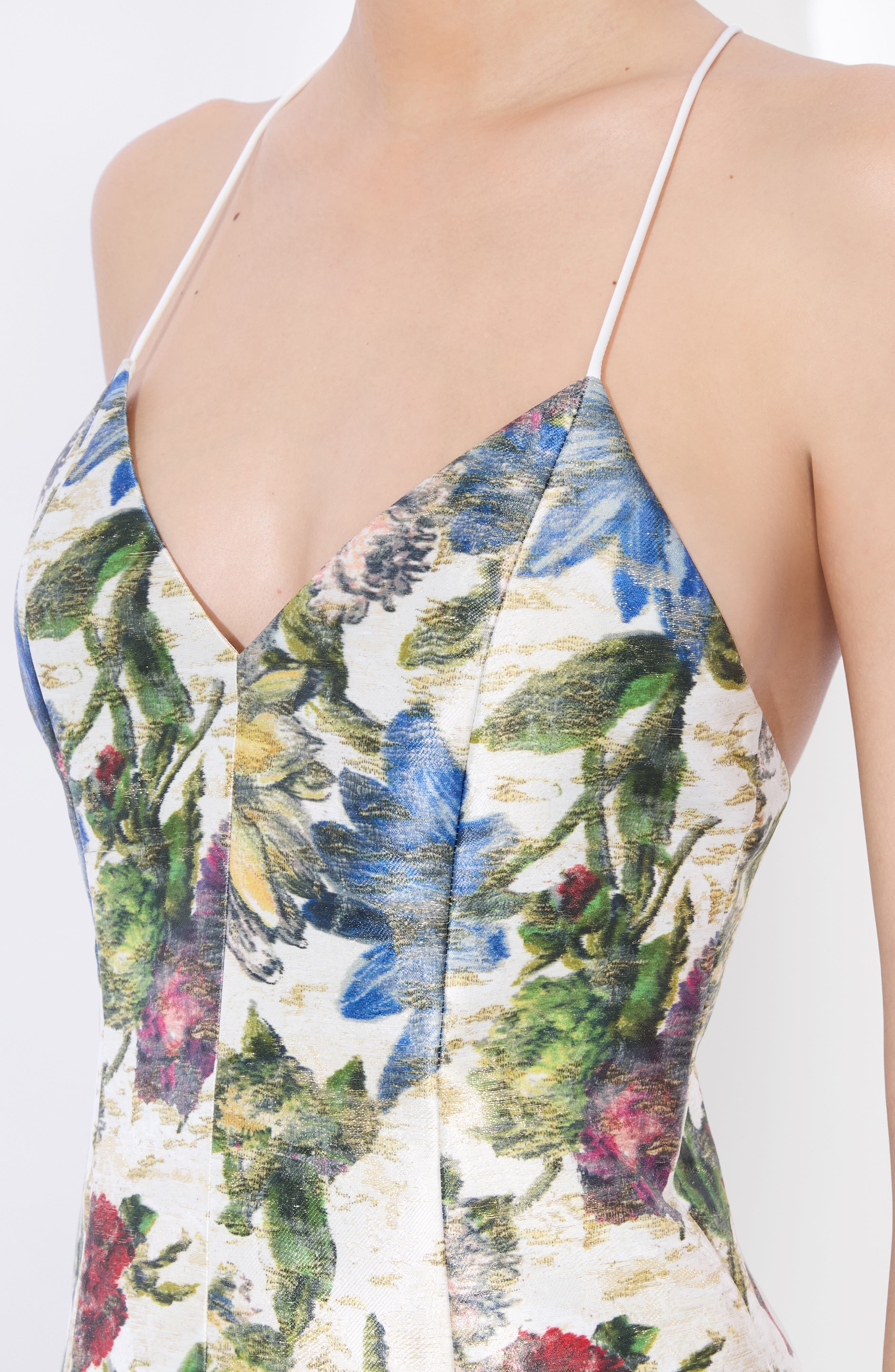 Alice + Olivia Tayla Floral Jacquard Lantern Minidress in Off White Multi at Nordstrom - 4