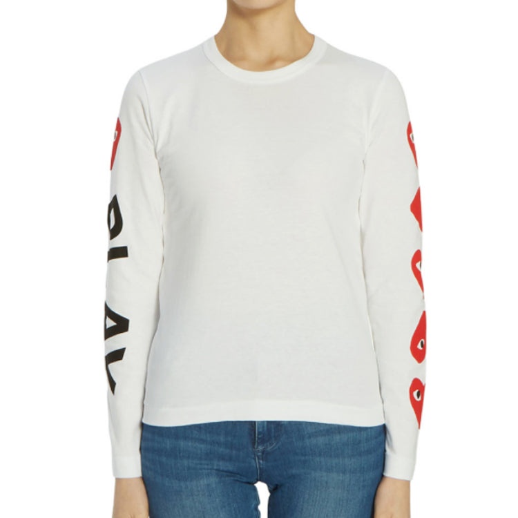 (WMNS) COMME des GARCONS PLAY 5 Hearts Long Sleeves Tee 'White' AZ-T261-051-1 - 3