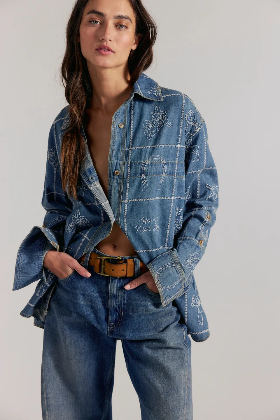 We The Free Have A Nice Day Denim Top - 1