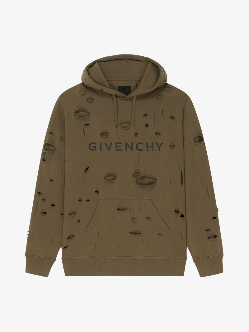GIVENCHY HOODIE IN FELPA WITH DESTROYED EFFECT - 1